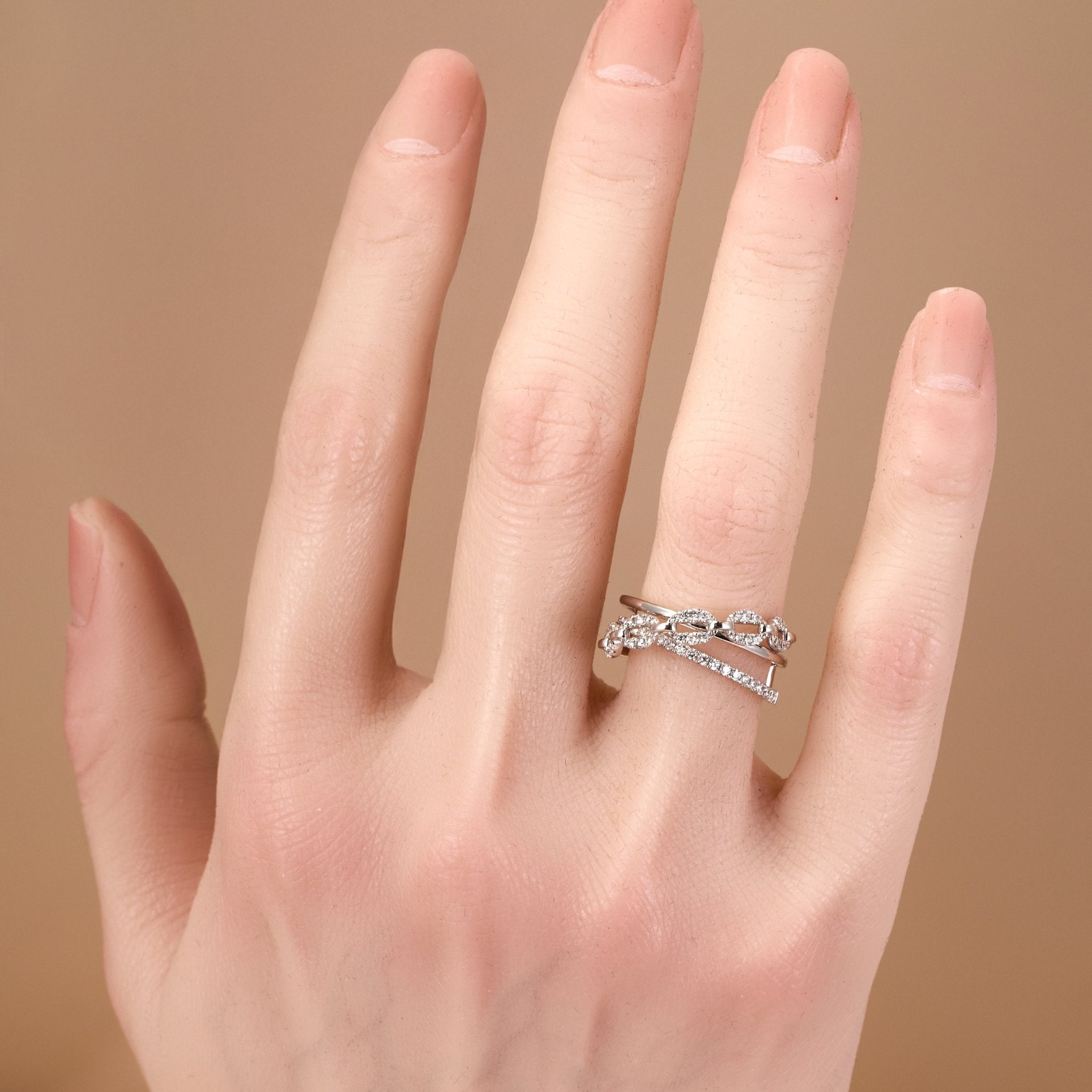 18K Gold Diamond Crossway Ring - Jewelry And Store