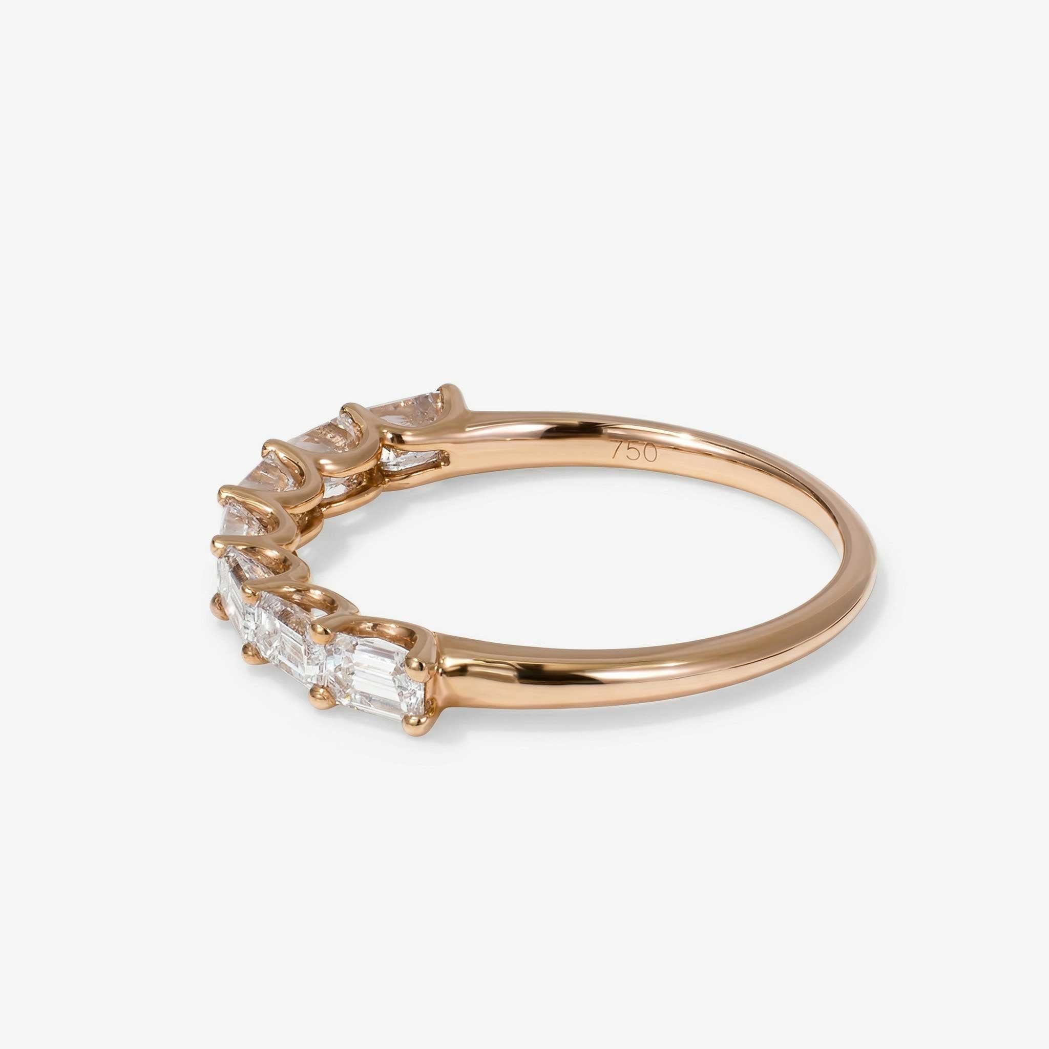 0.96ct Natural Baguette Diamond Half Eternity Ring in 18K Gold