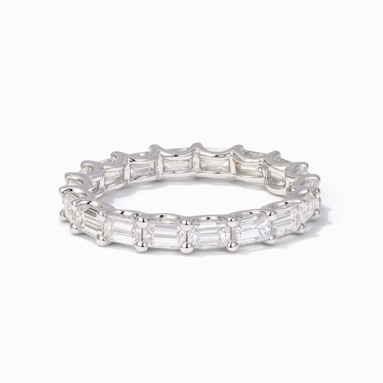 18K White Gold Emerald Cut Diamond Eternity Ring - Jewelry And Store