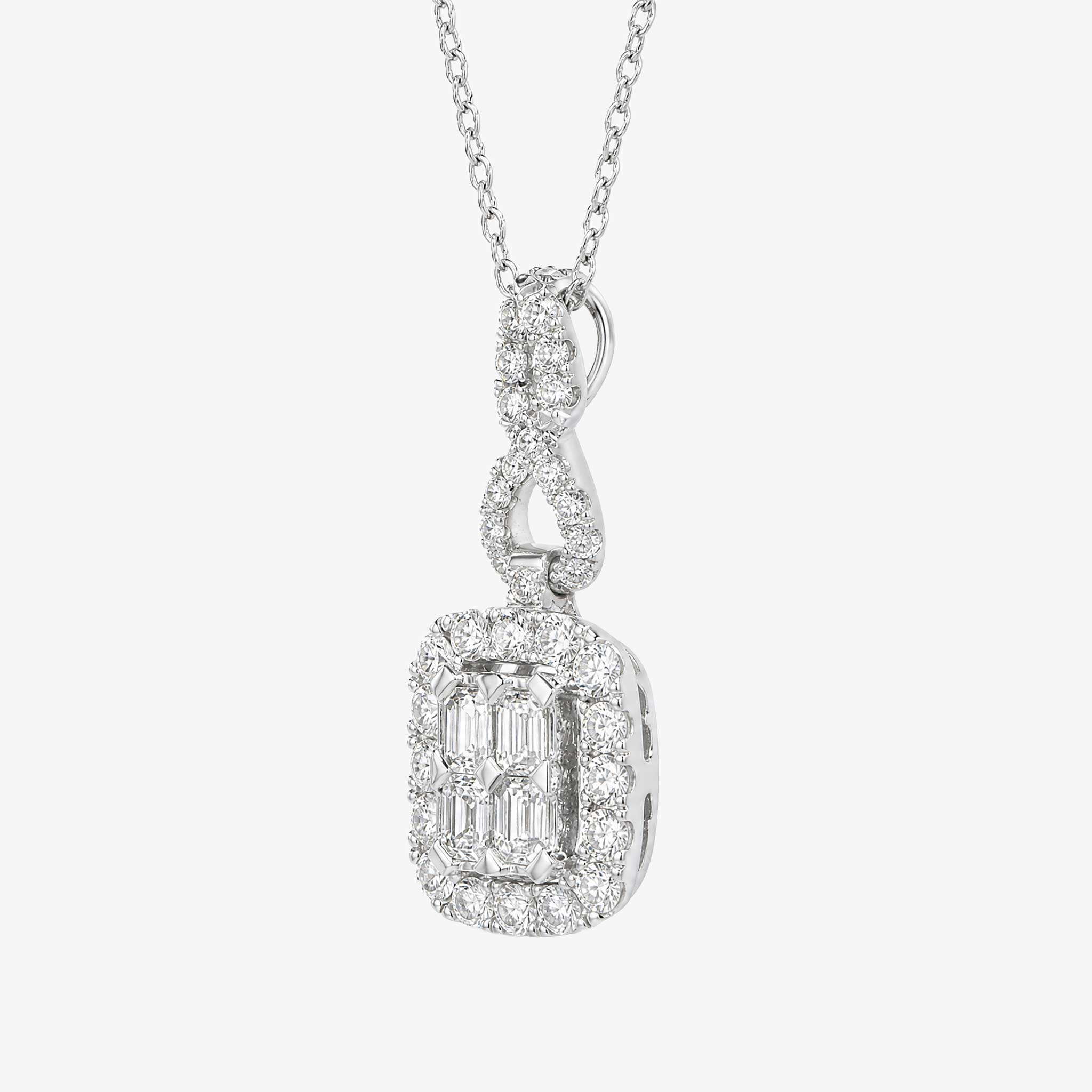 1.24ct Natural Diamond Emerald-Cut Illusion Infinity Pendant in 18K Gold - JewelryandStore
