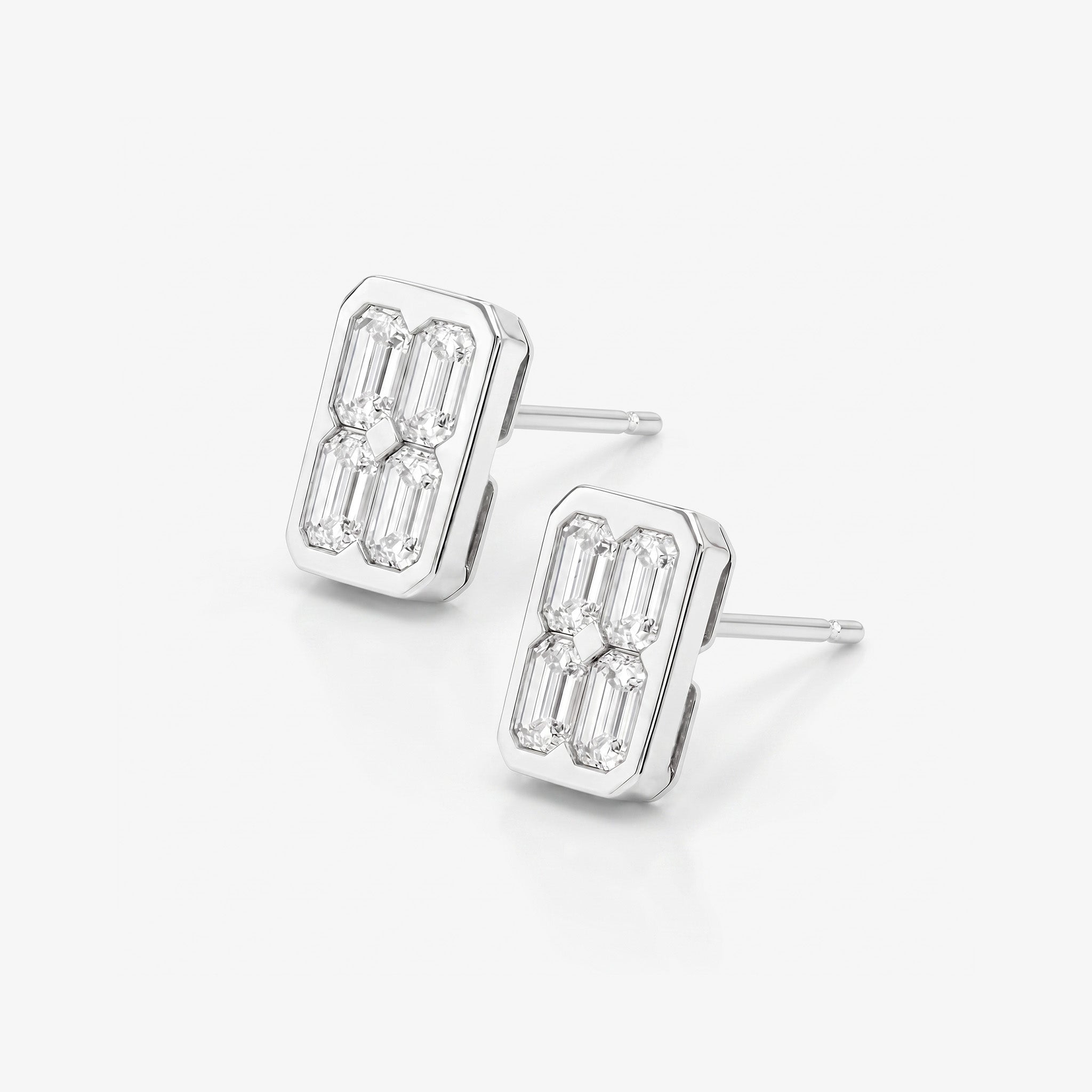 1.14ct tw Emerald Cut Diamond Stud Earrings in 18K White Gold - JewelryAndStore