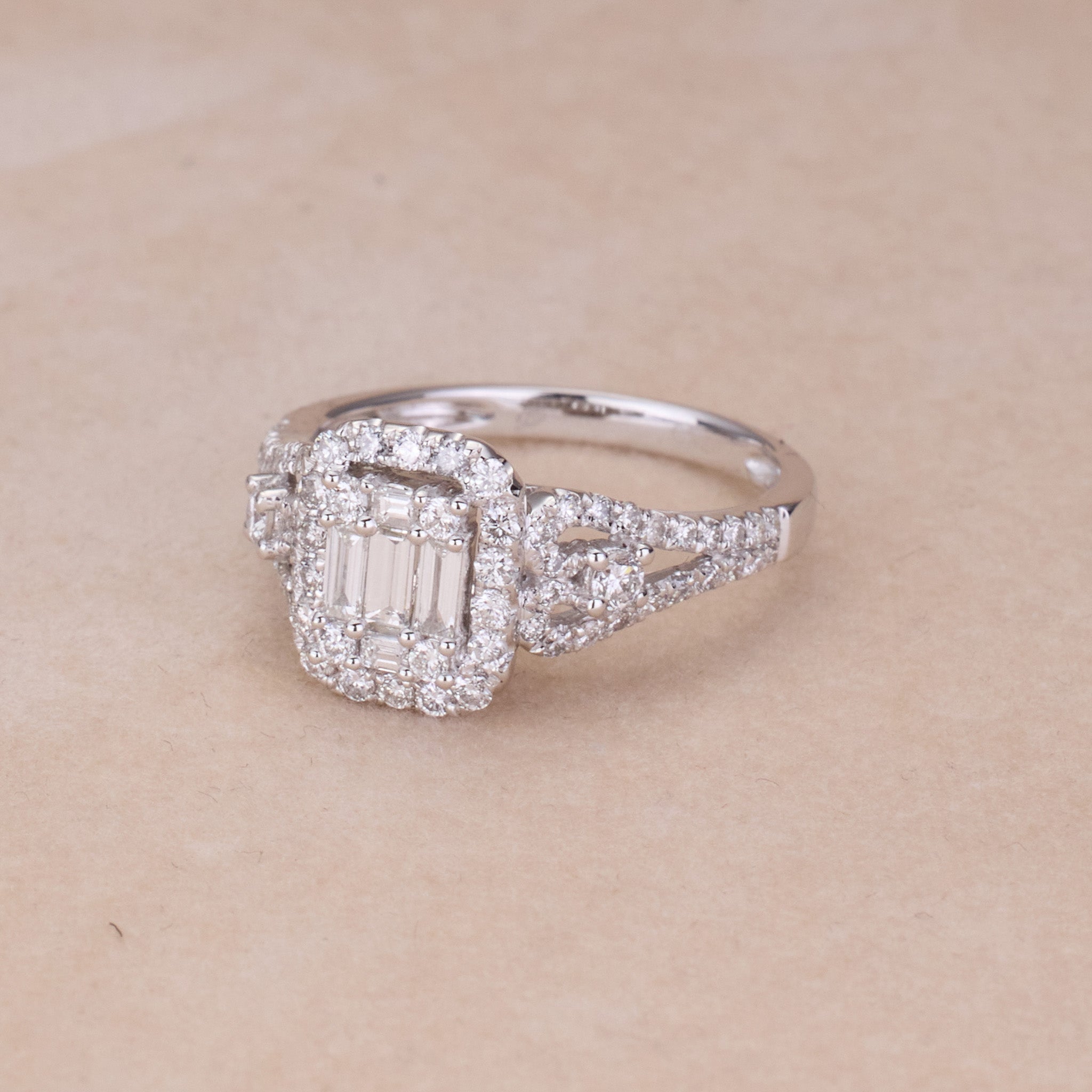 0.83ct Natural Diamond Ring in 18K White Gold - JewelryAndStore