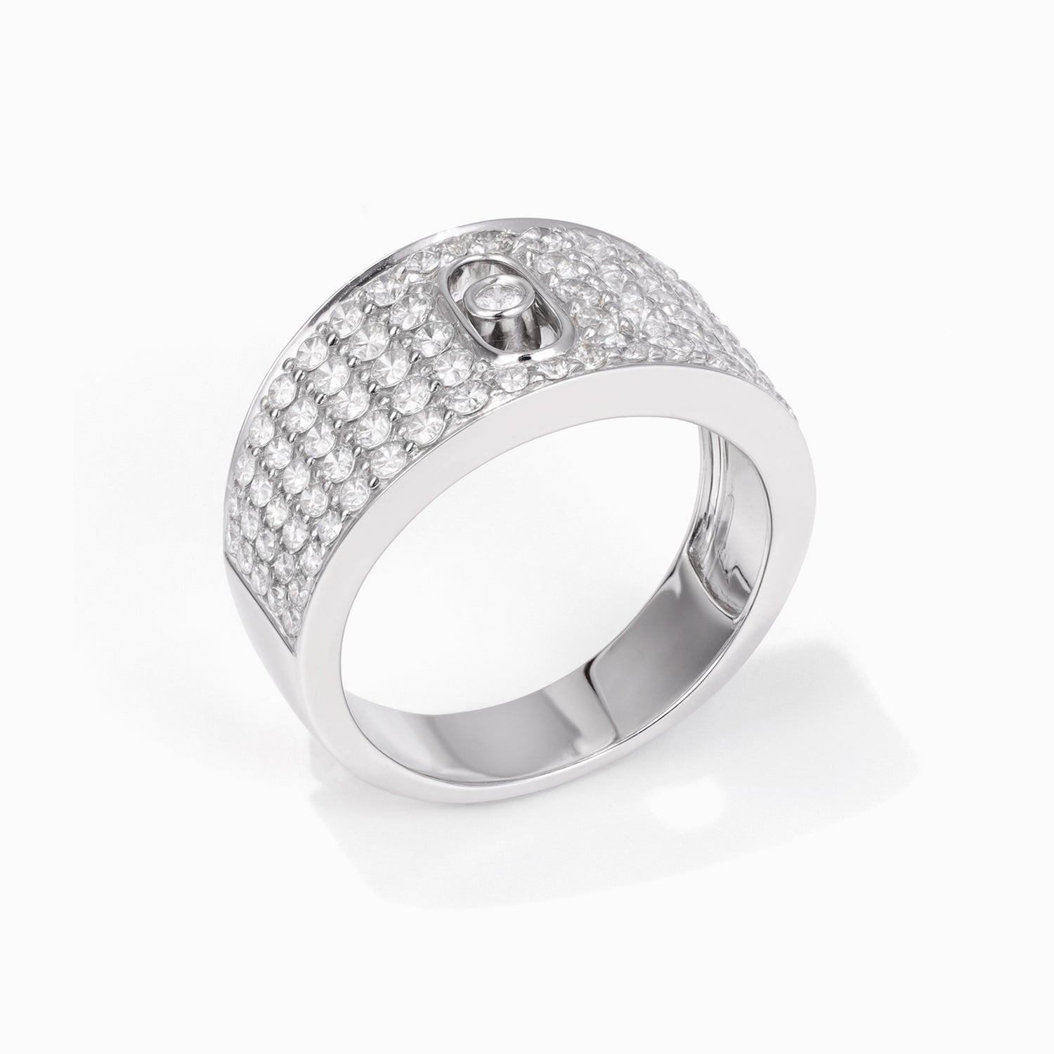 18K White Gold Pavé Diamond Ring with 1.39ct.tw. Natural Diamonds - Jewelry And Store