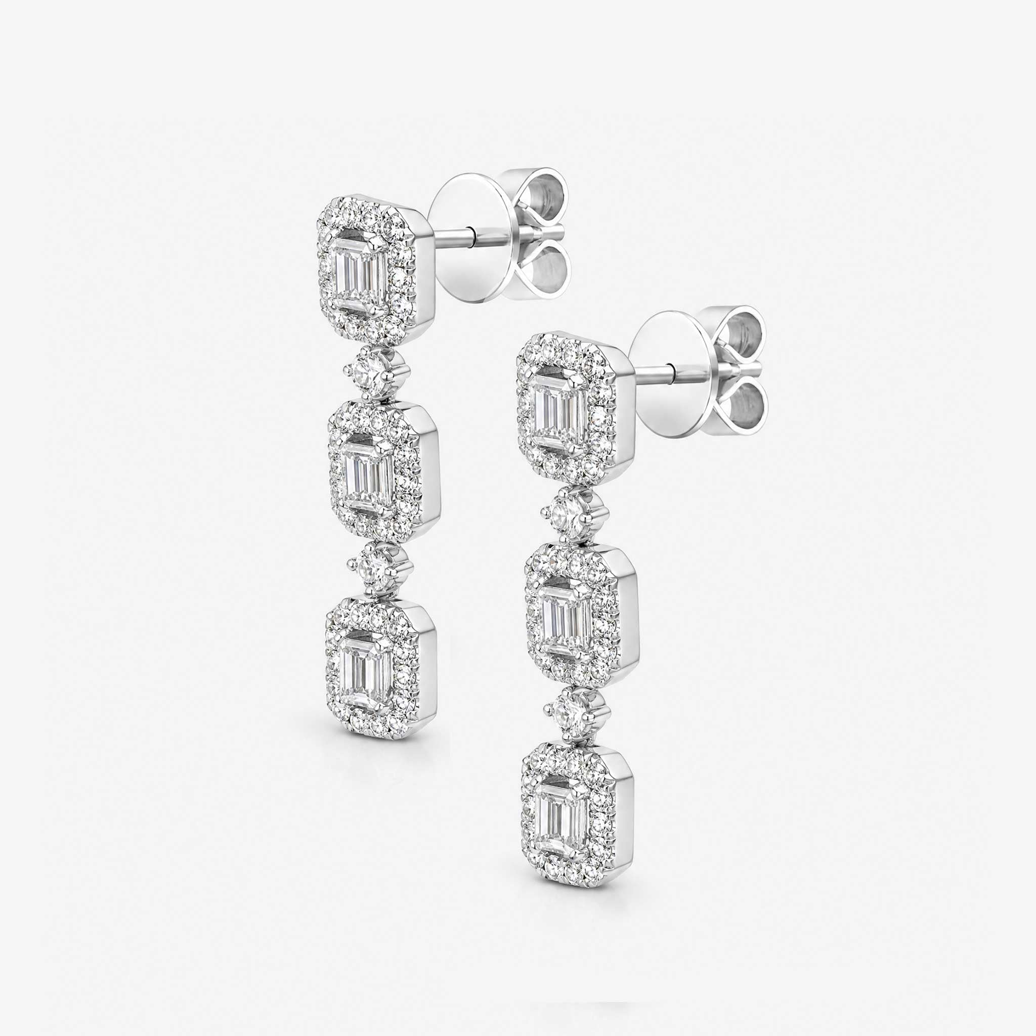 1.18ct.tw Natural Diamond Dangle Earrings in 18K White Gold - JewelryandStore