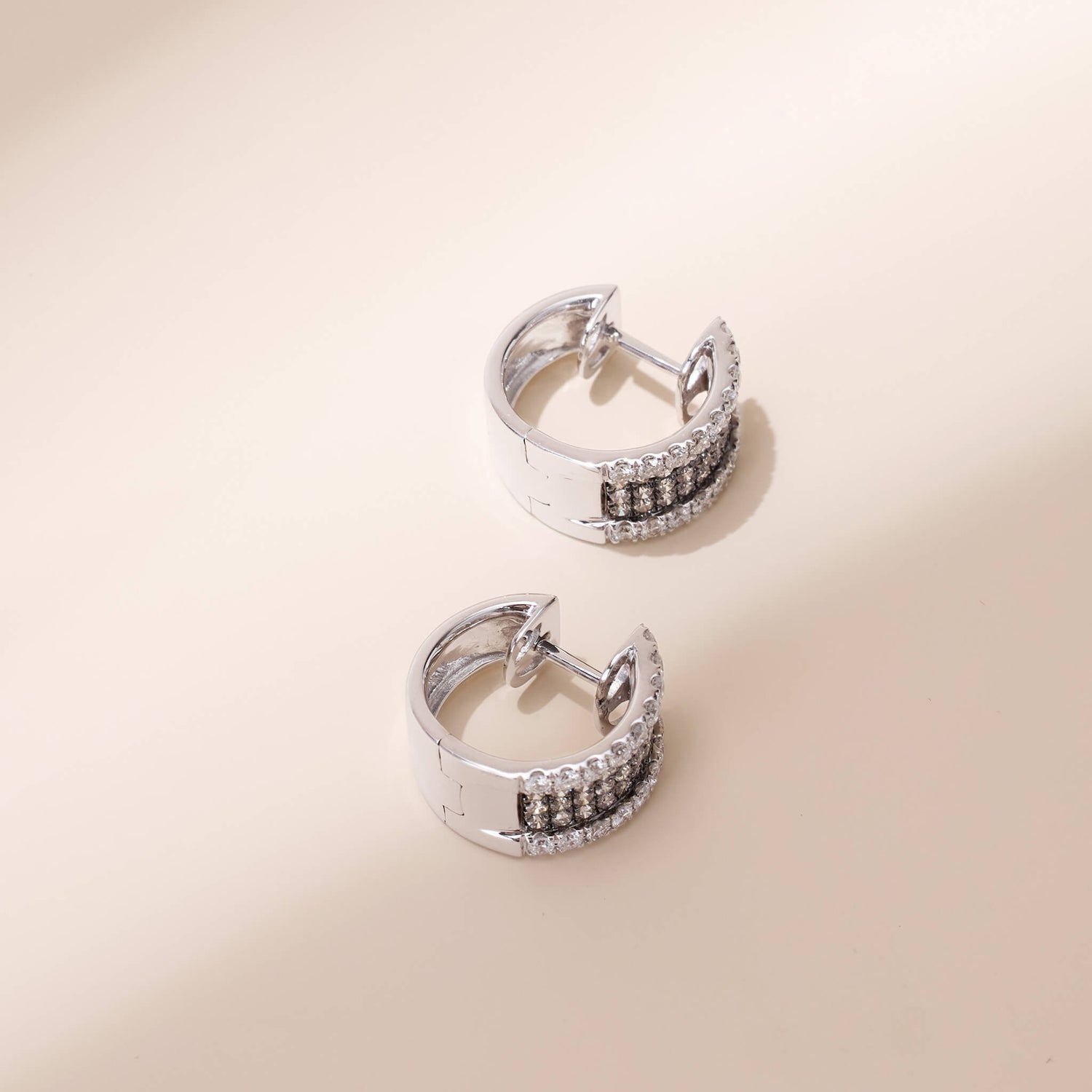 Brown Diamond Hoop Earrings in 18K Gold - Jewelry And Store