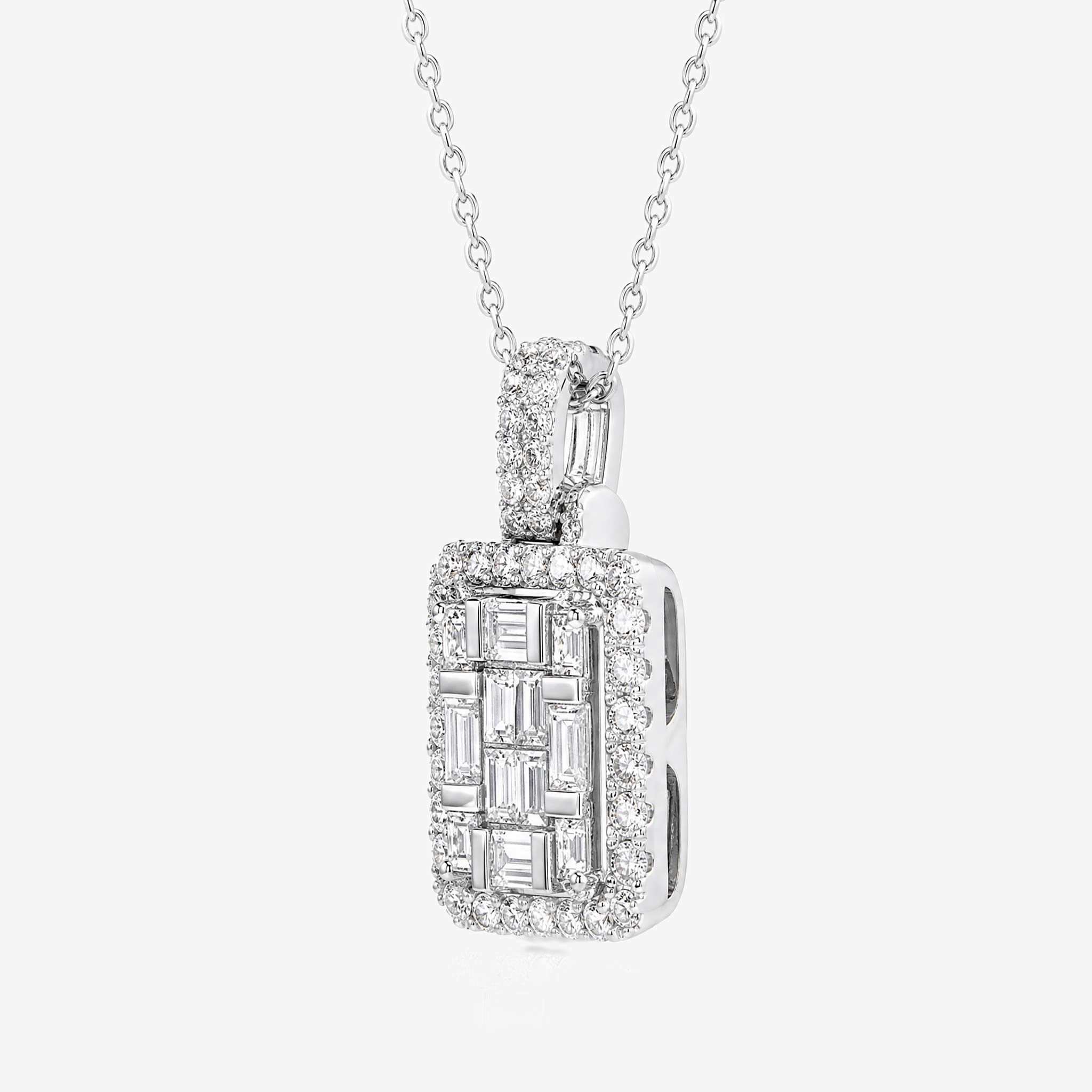 1.40ct Natural Diamond Baguette Illusion Pendant in 18K Gold - JewelryandStore