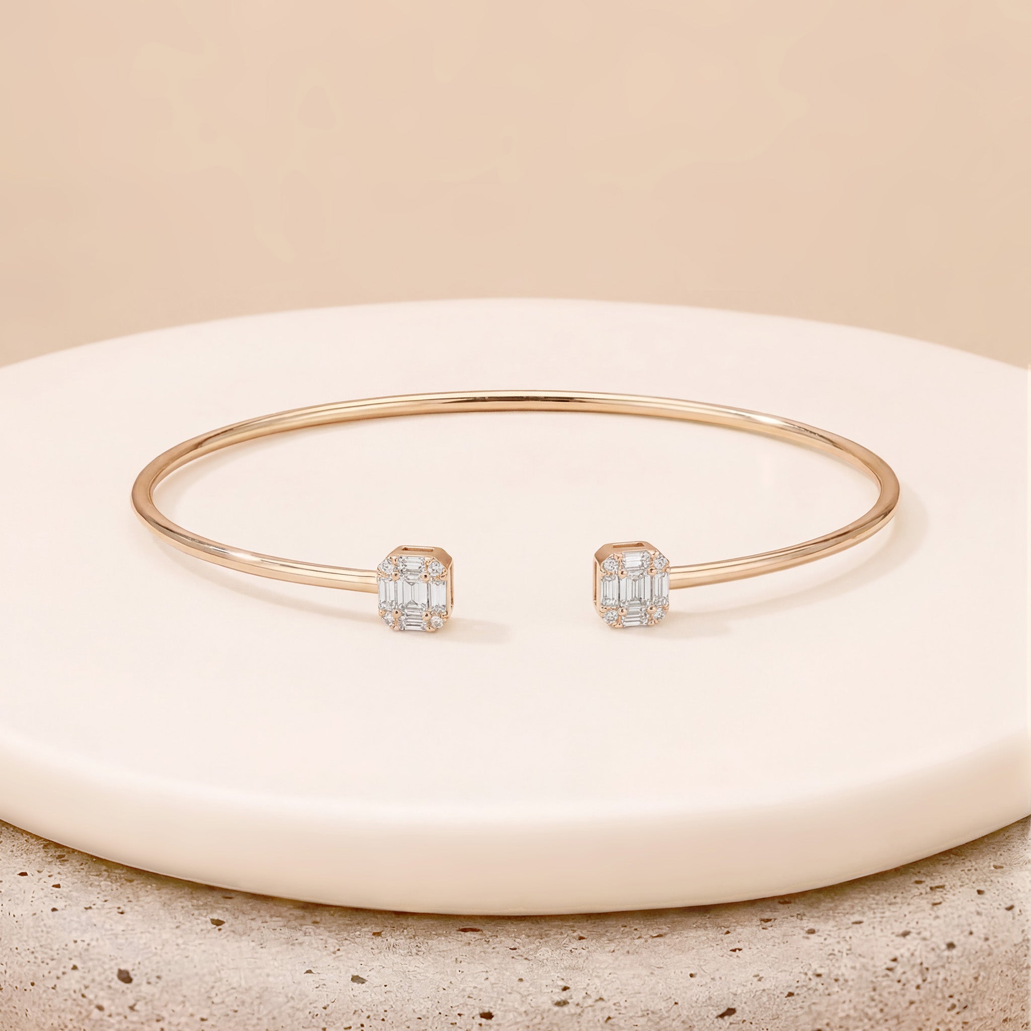 0.52ct Natural Diamond Open Bangle Bracelet 18K Gold - JewelryAndStore