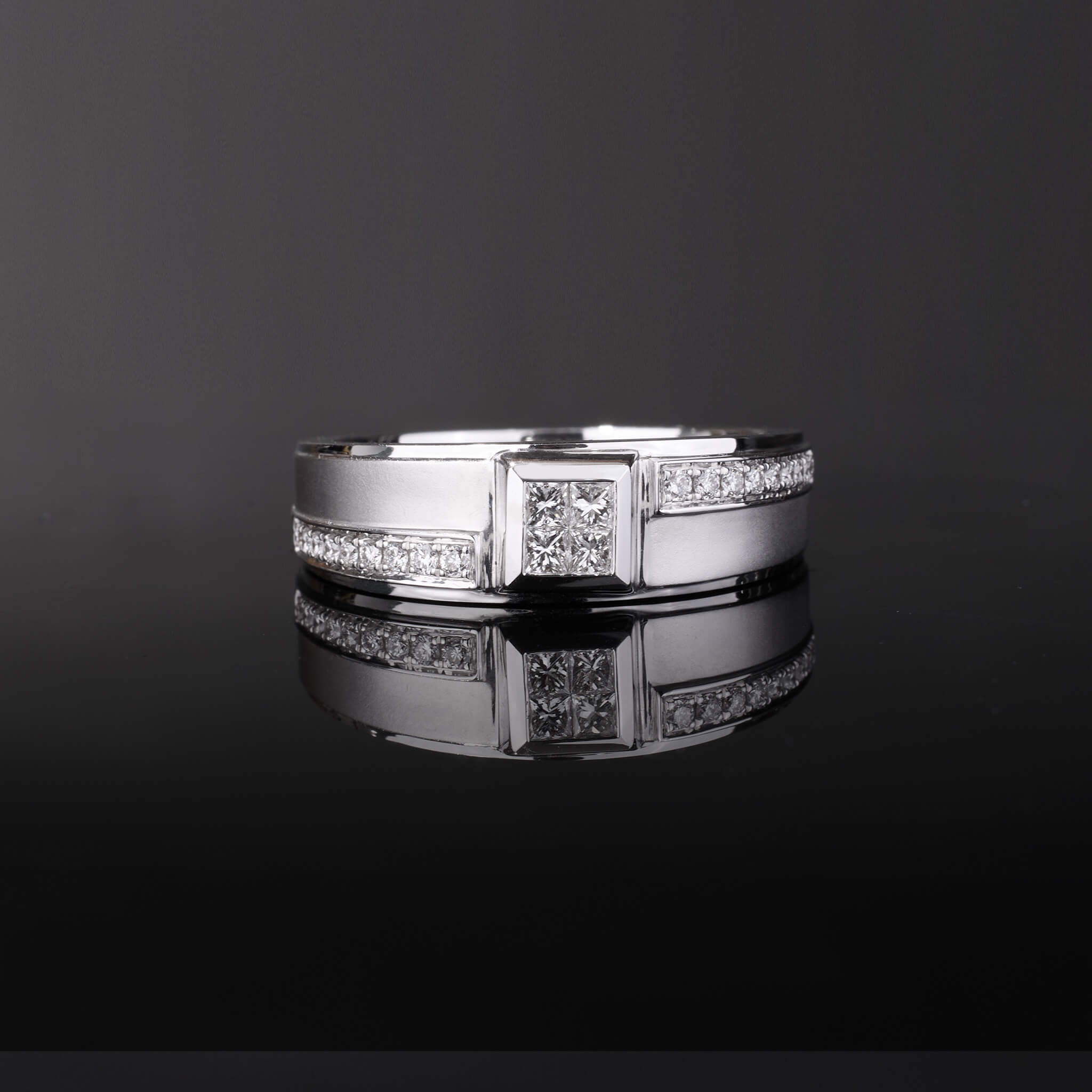 18K Gold Unisex Geometric Band Ring - Jewelry And Store