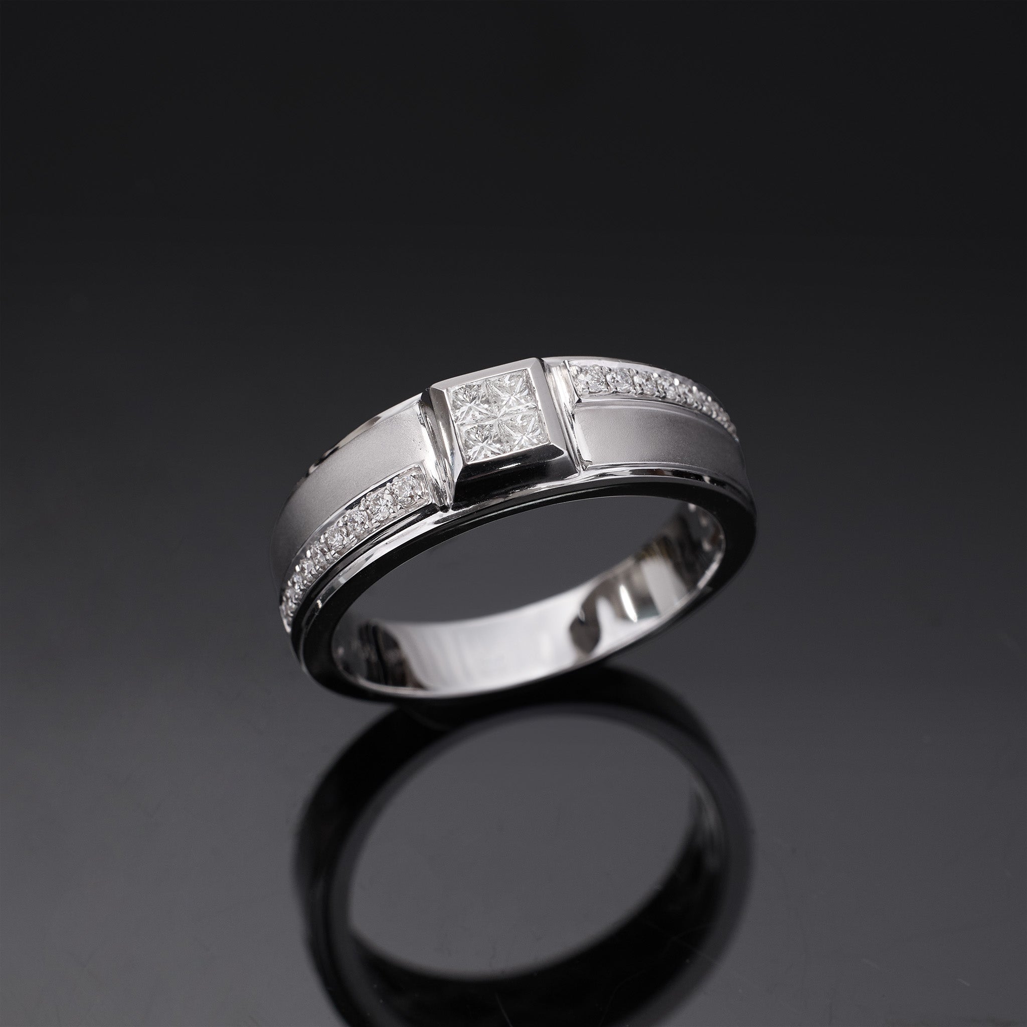 18K Gold Unisex Geometric Band Ring - Jewelry And Store