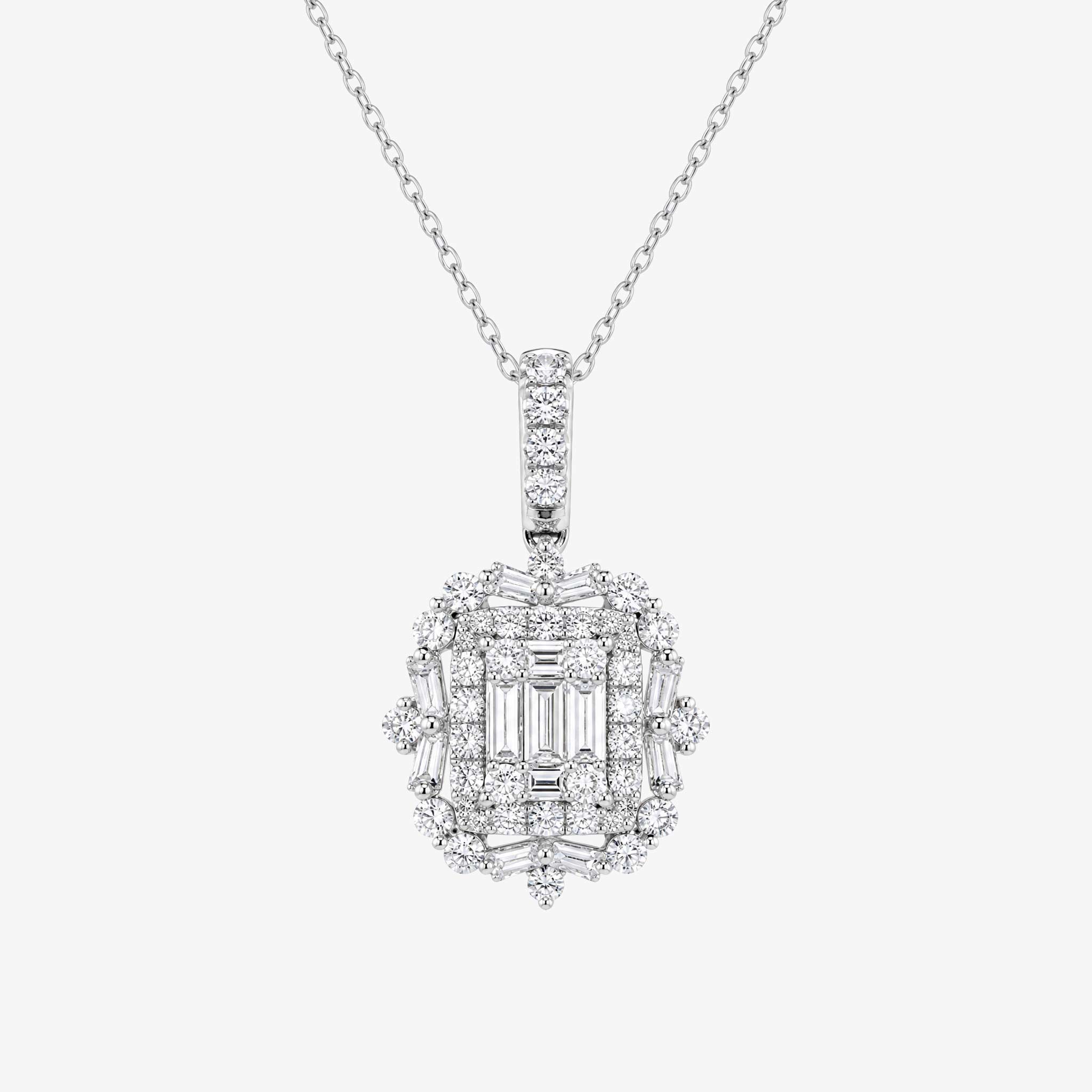 0.86ct Natural Diamond Baguette Illusion Pendant in 18K Gold - JewelryandStore