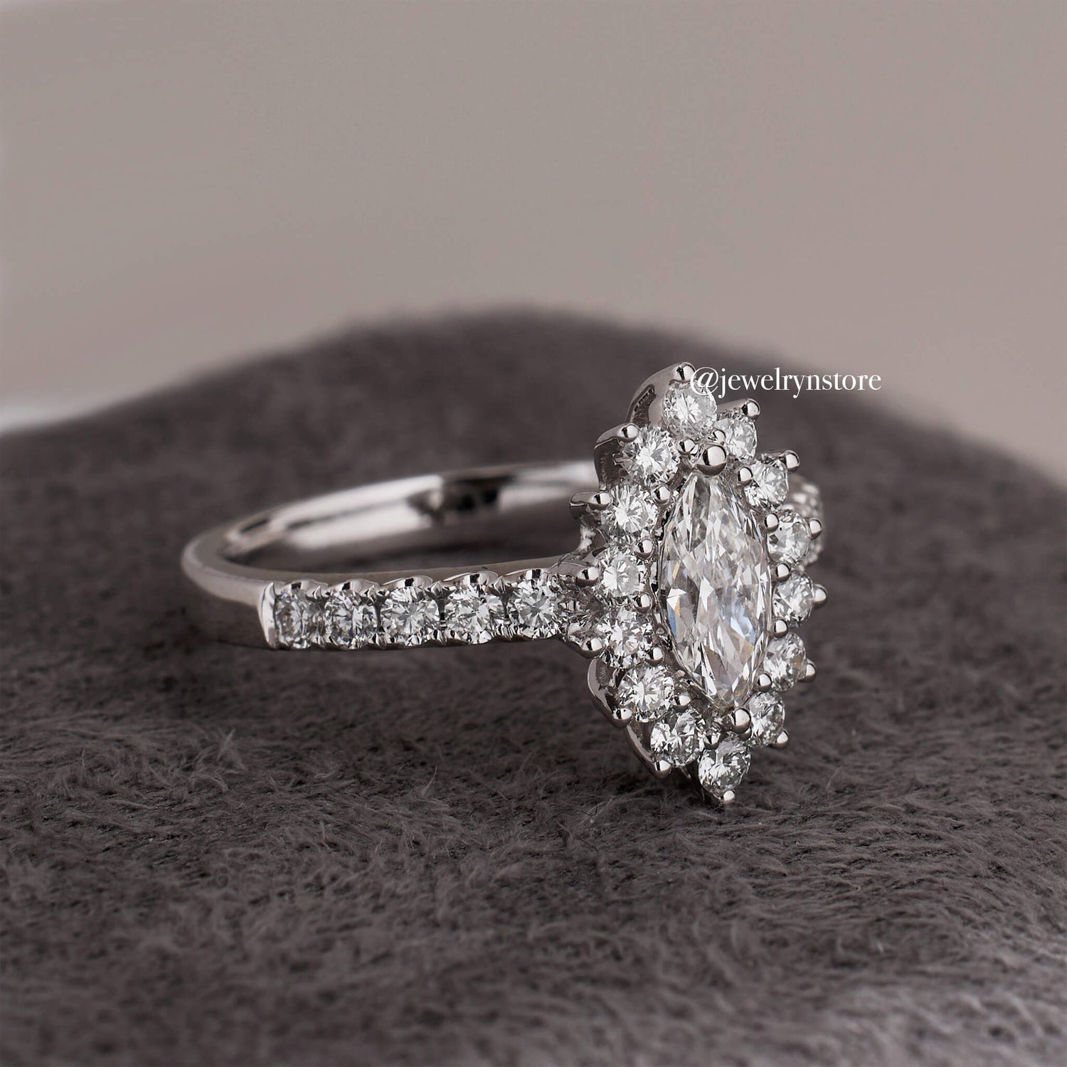 1.11ct.tw. Marquise Diamond Pave Ring - Jewelry And Store