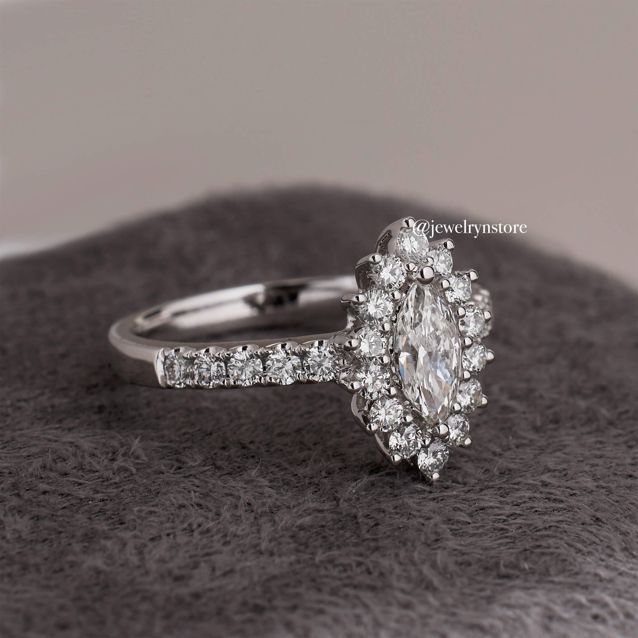 1.11ct.tw. Marquise Diamond Pave Ring - Jewelry And Store