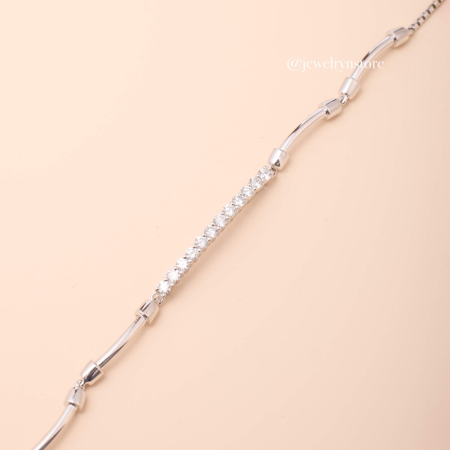 18K Natural Diamond Bar Bracelet - Jewelry And Store