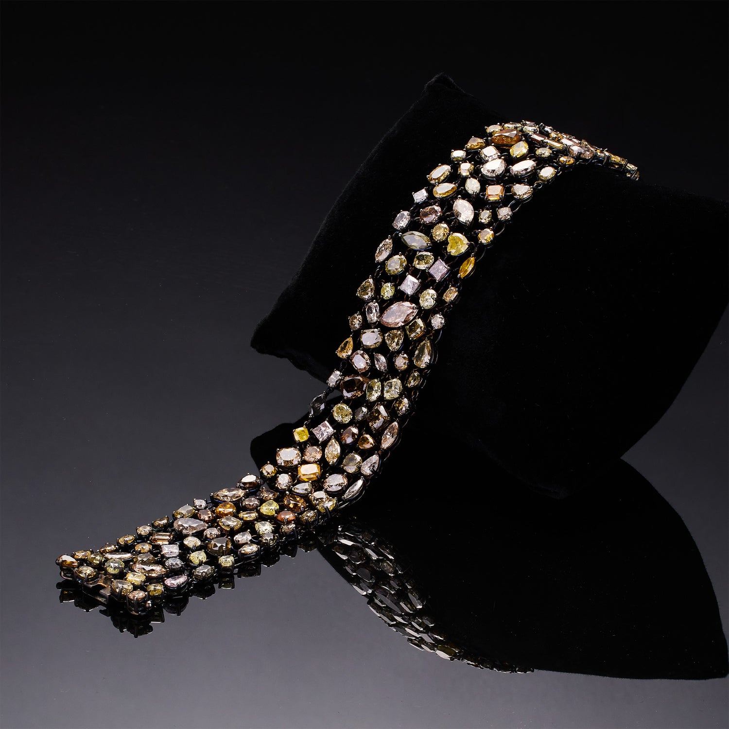 18K White Gold Bracelet with Natural Color Diamonds - Jewelry And Store