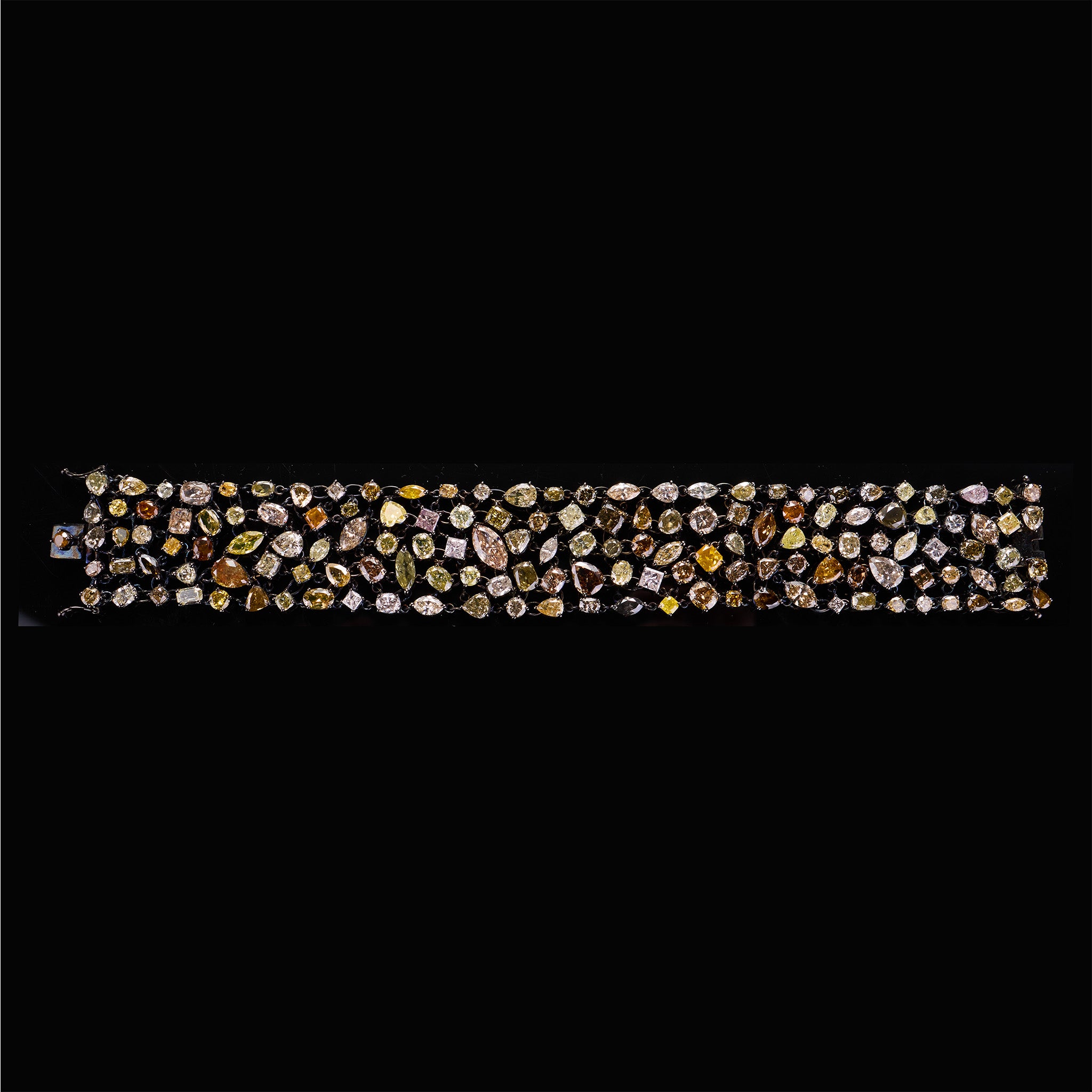 18K White Gold Bracelet with Natural Color Diamonds - Jewelry And Store