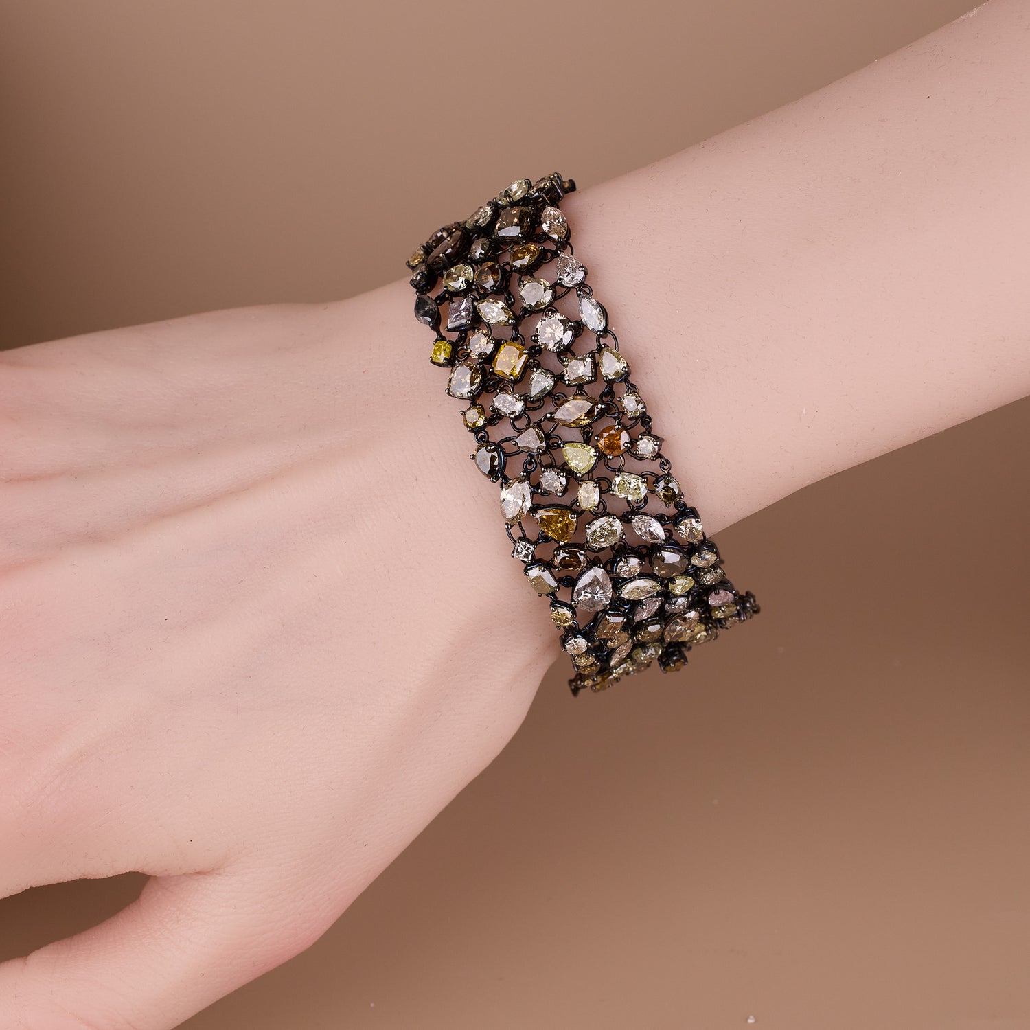 18K White Gold Bracelet with Natural Color Diamonds - Jewelry And Store