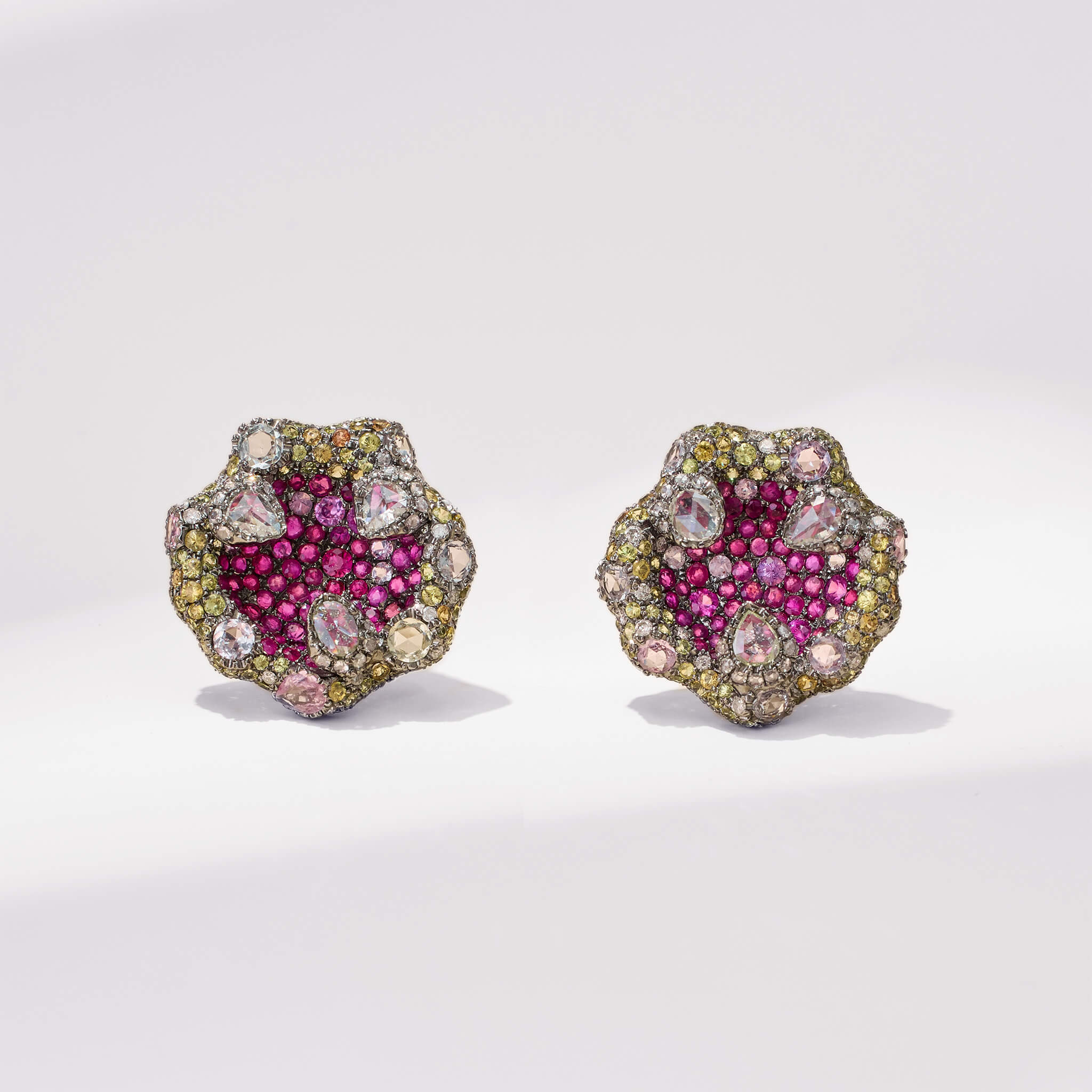 18K Gold Sapphire & Diamond Flower Earrings - Jewelry And Store
