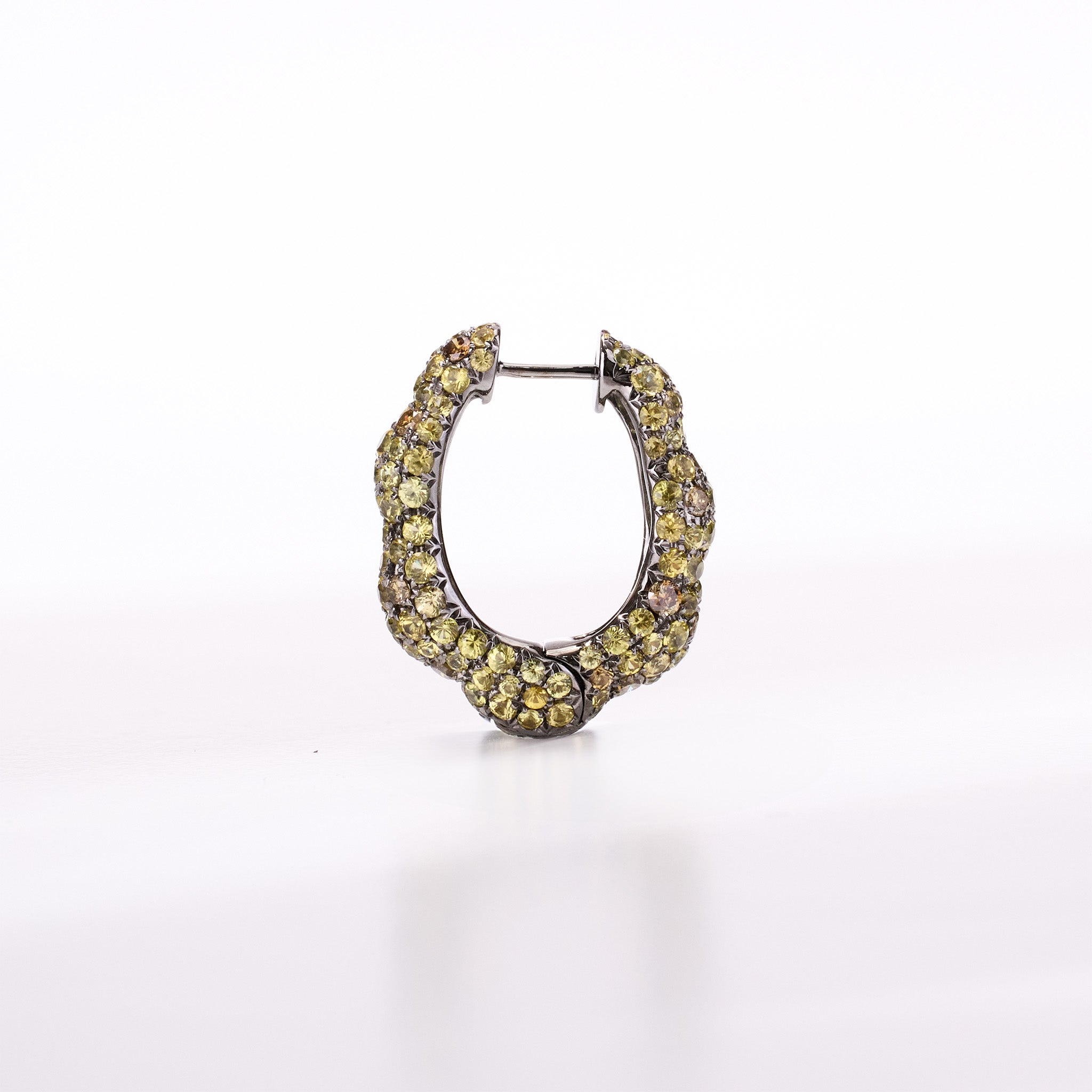 18K Gold Yellow Sapphire & Diamond Hoop Earrings - Jewelry And Store