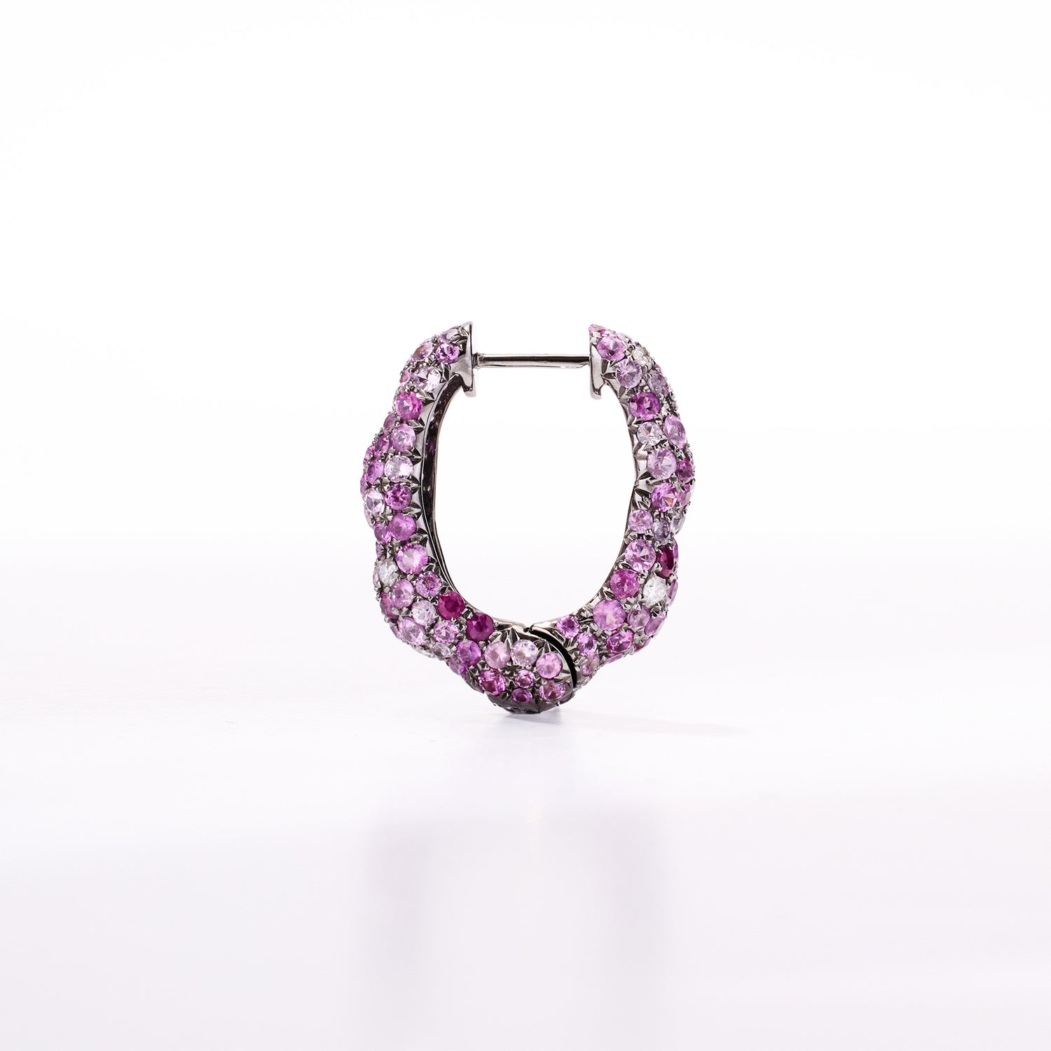 18K Gold Pink Sapphire & Diamond Hoop Earrings - Jewelry And Store