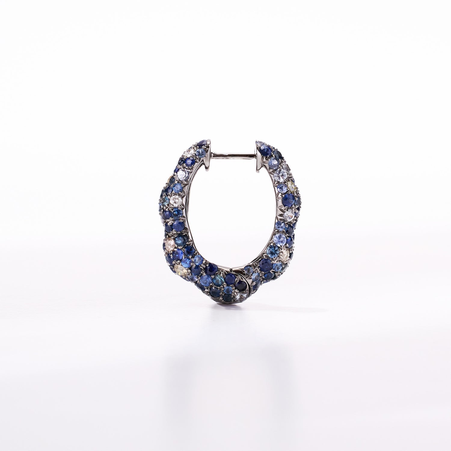 18K Gold Blue Sapphire & Diamond Hoop Earrings - Jewelry And Store