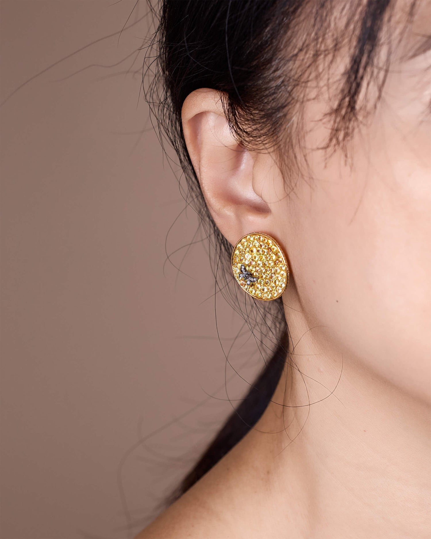 18K Gold Yellow Sapphire & Diamond Earrings - Jewelry And Store