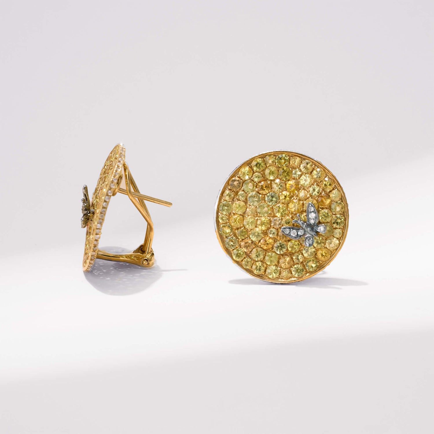 18K Gold Yellow Sapphire & Diamond Earrings - Jewelry And Store