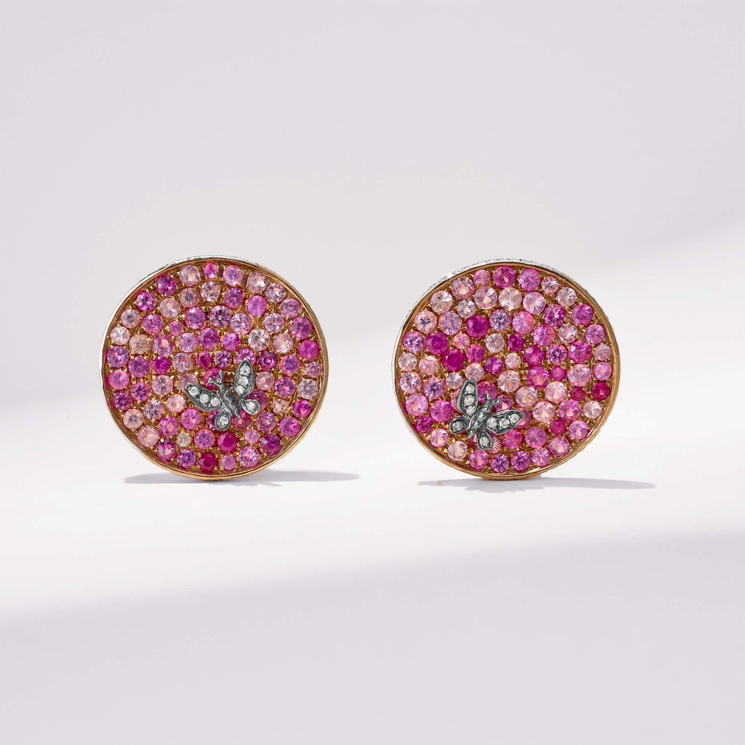 18K Gold Pink Sapphire & Diamond Earrings - Jewelry And Store