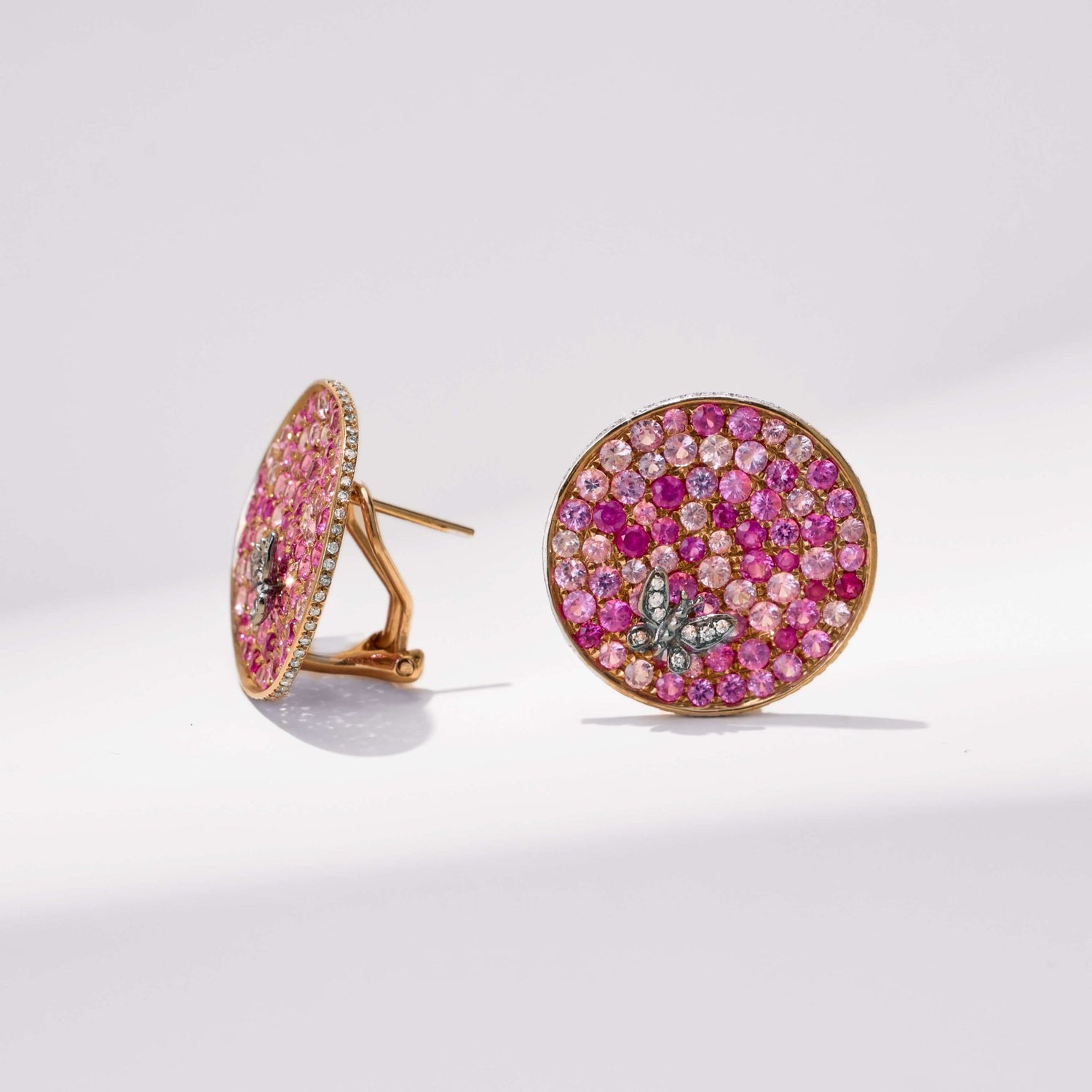 18K Gold Pink Sapphire & Diamond Earrings - Jewelry And Store