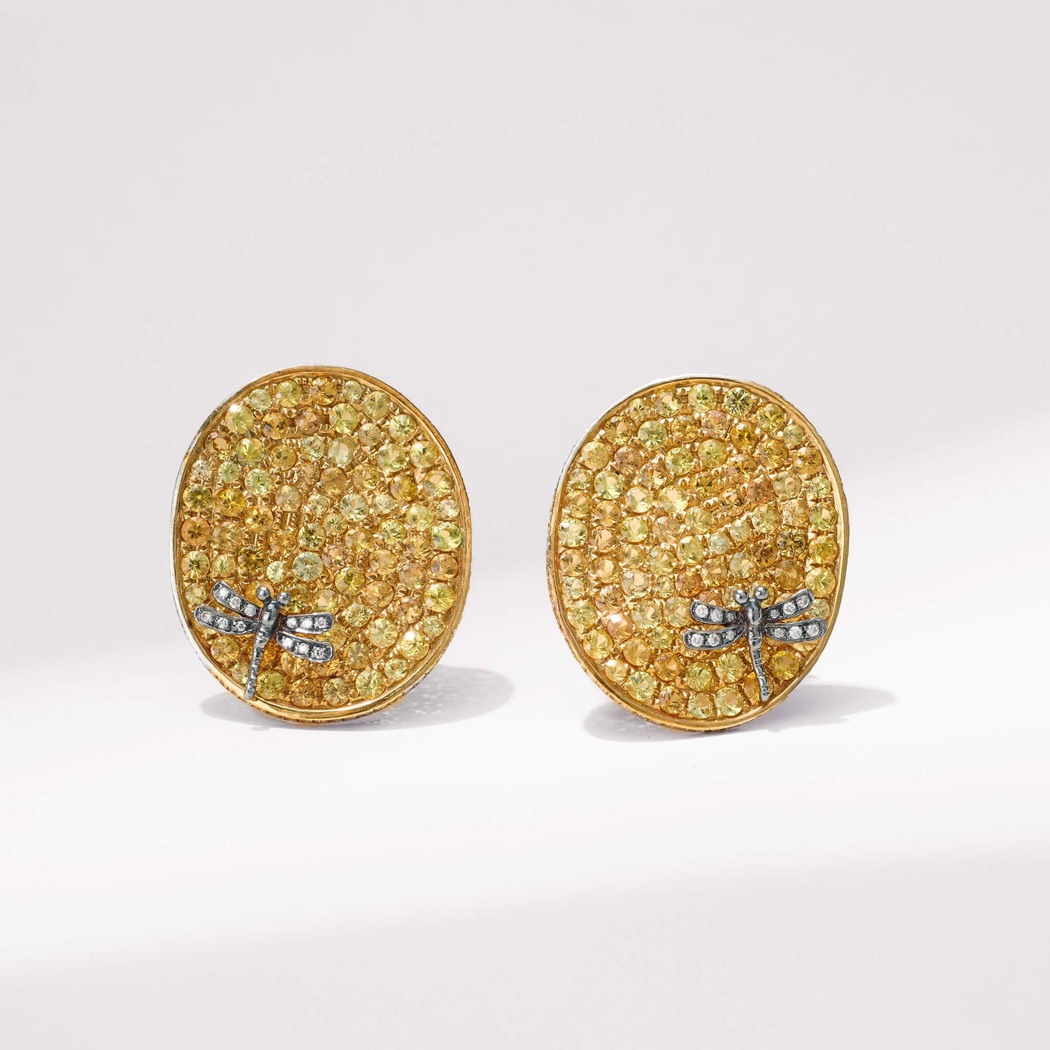 18K Gold Yellow Sapphire & Diamond Earrings - Jewelry And Store