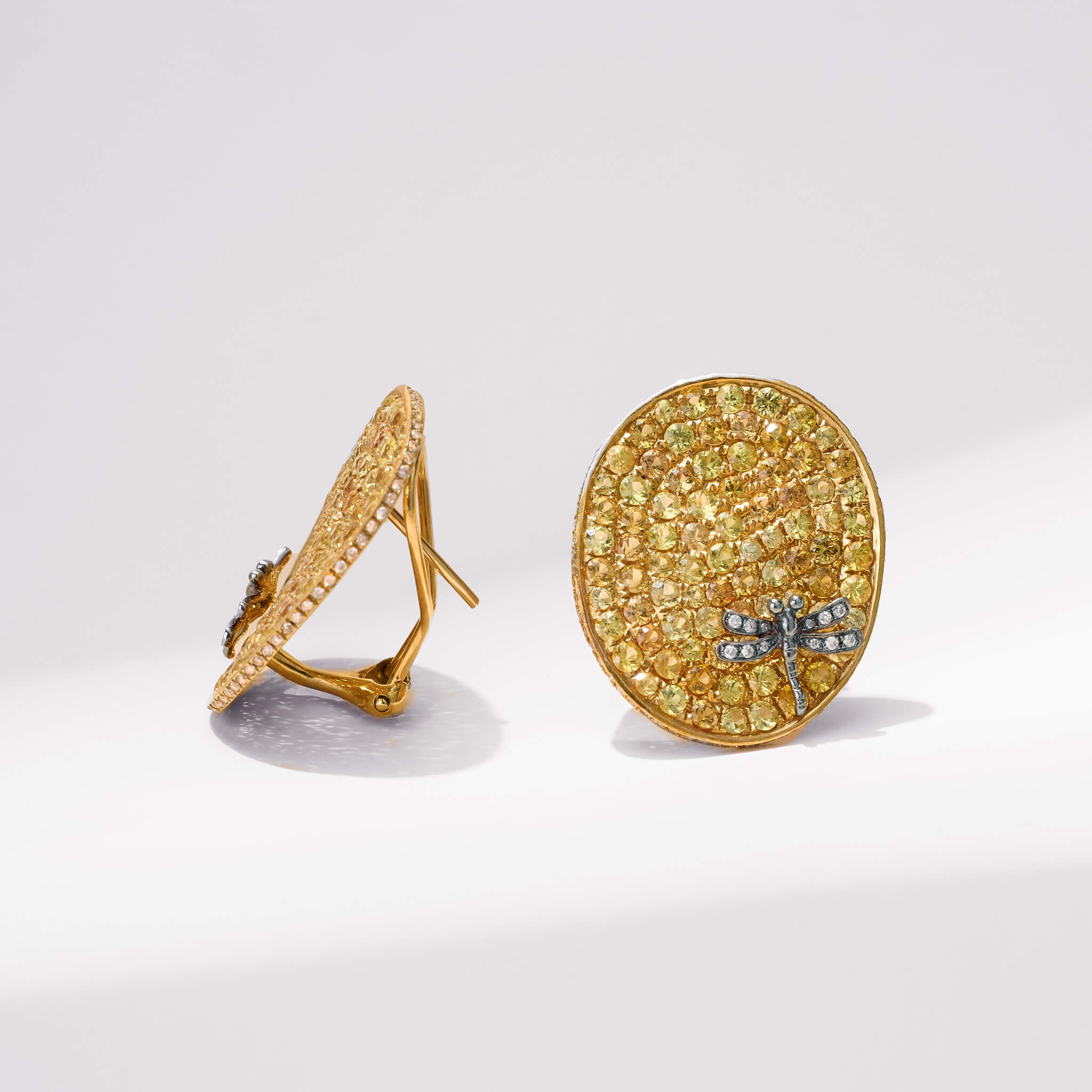 18K Gold Yellow Sapphire & Diamond Earrings - Jewelry And Store