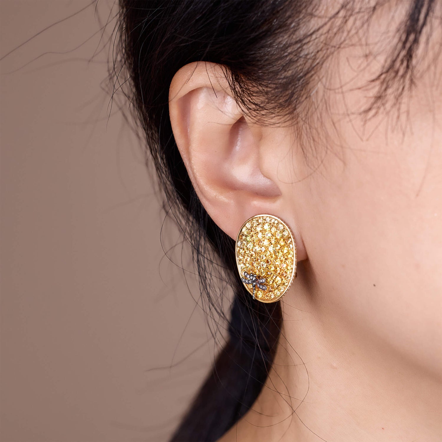 18K Gold Yellow Sapphire & Diamond Earrings - Jewelry And Store