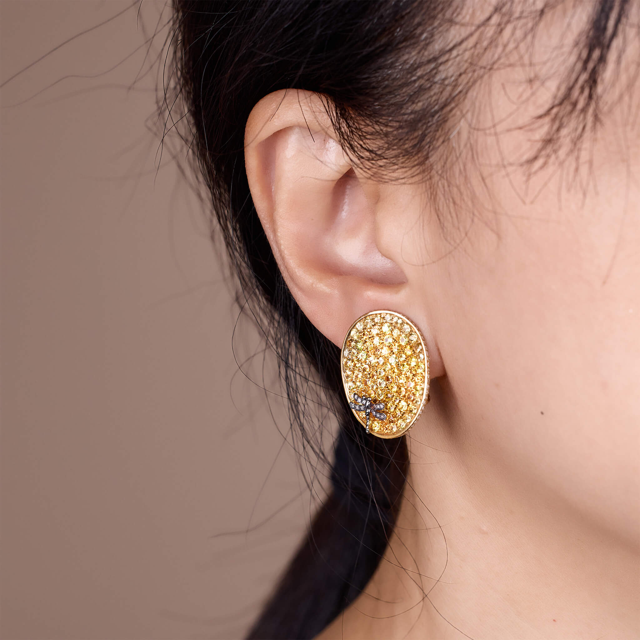 18K Gold Yellow Sapphire & Diamond Earrings - Jewelry And Store