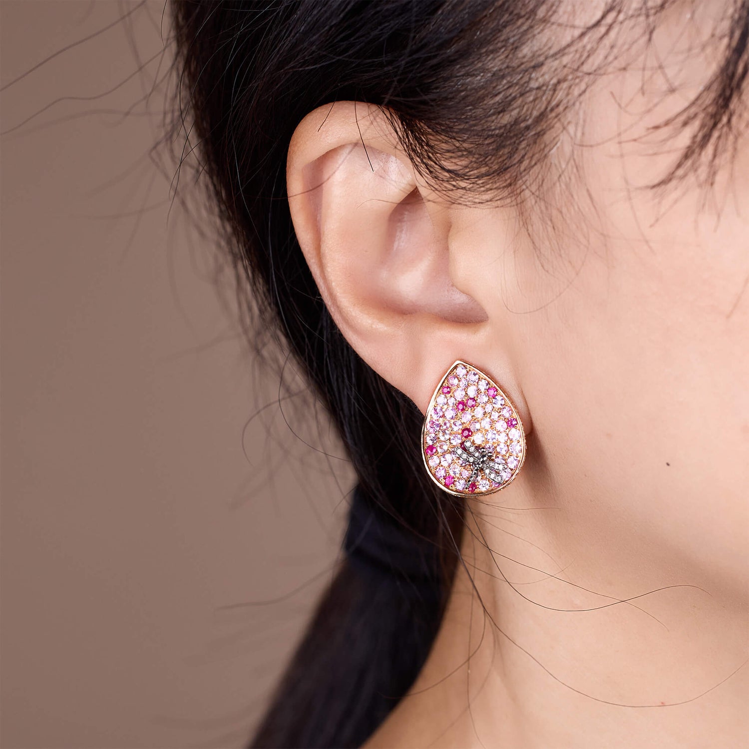 18K Gold Ruby, Pink Sapphire & Diamond Earrings - Jewelry And Store