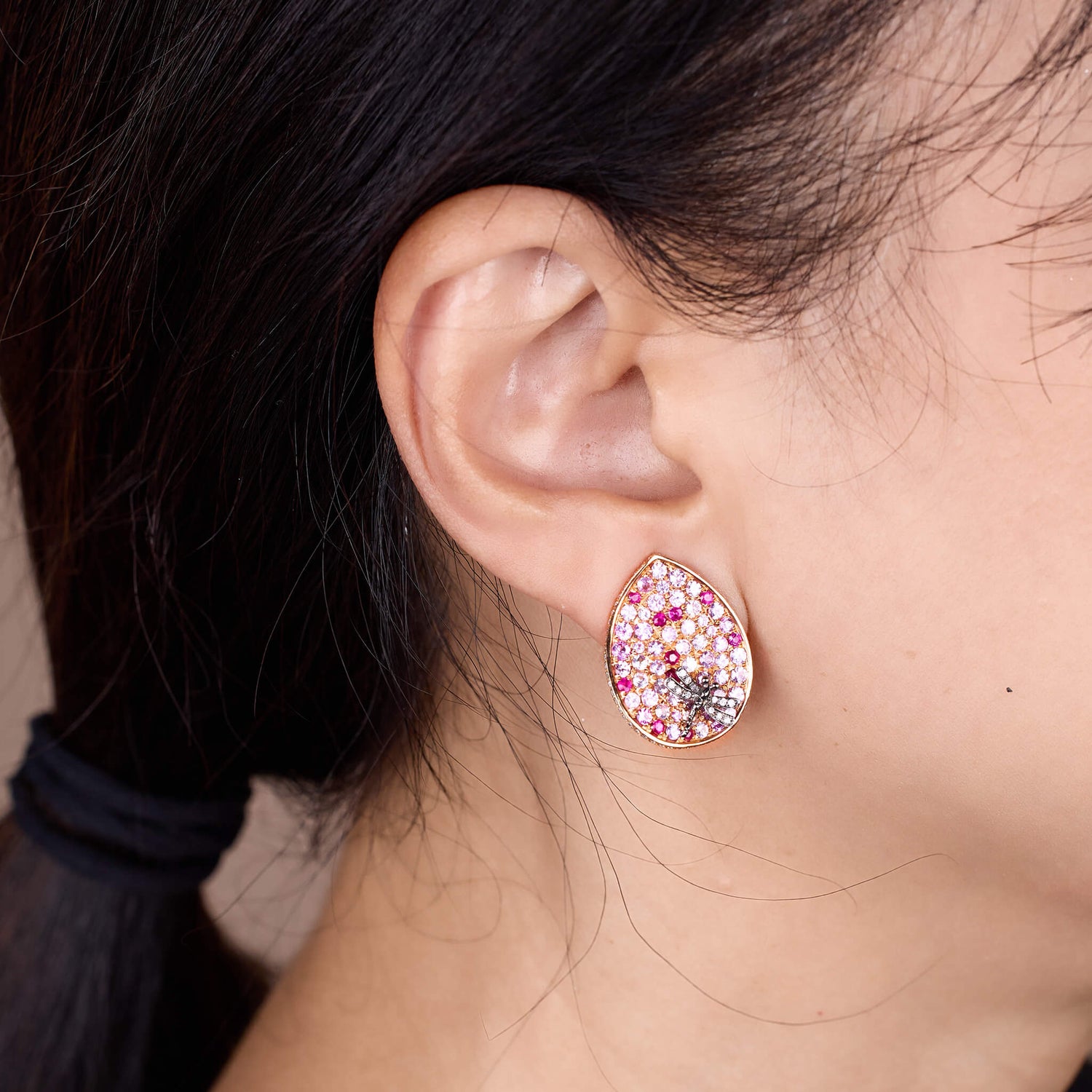 18K Gold Ruby, Pink Sapphire & Diamond Earrings - Jewelry And Store