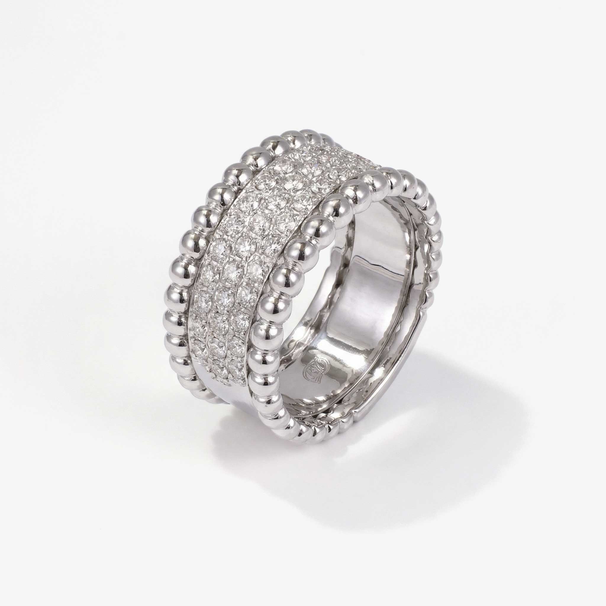 0.57ct Natural Diamond Wide Pave Beaded Edge Ring 18K Gold - JewelryandStore
