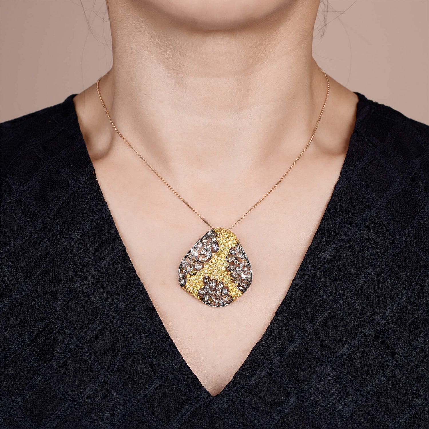 18K Gold Yellow Sapphire & Diamond Pendant - Jewelry And Store