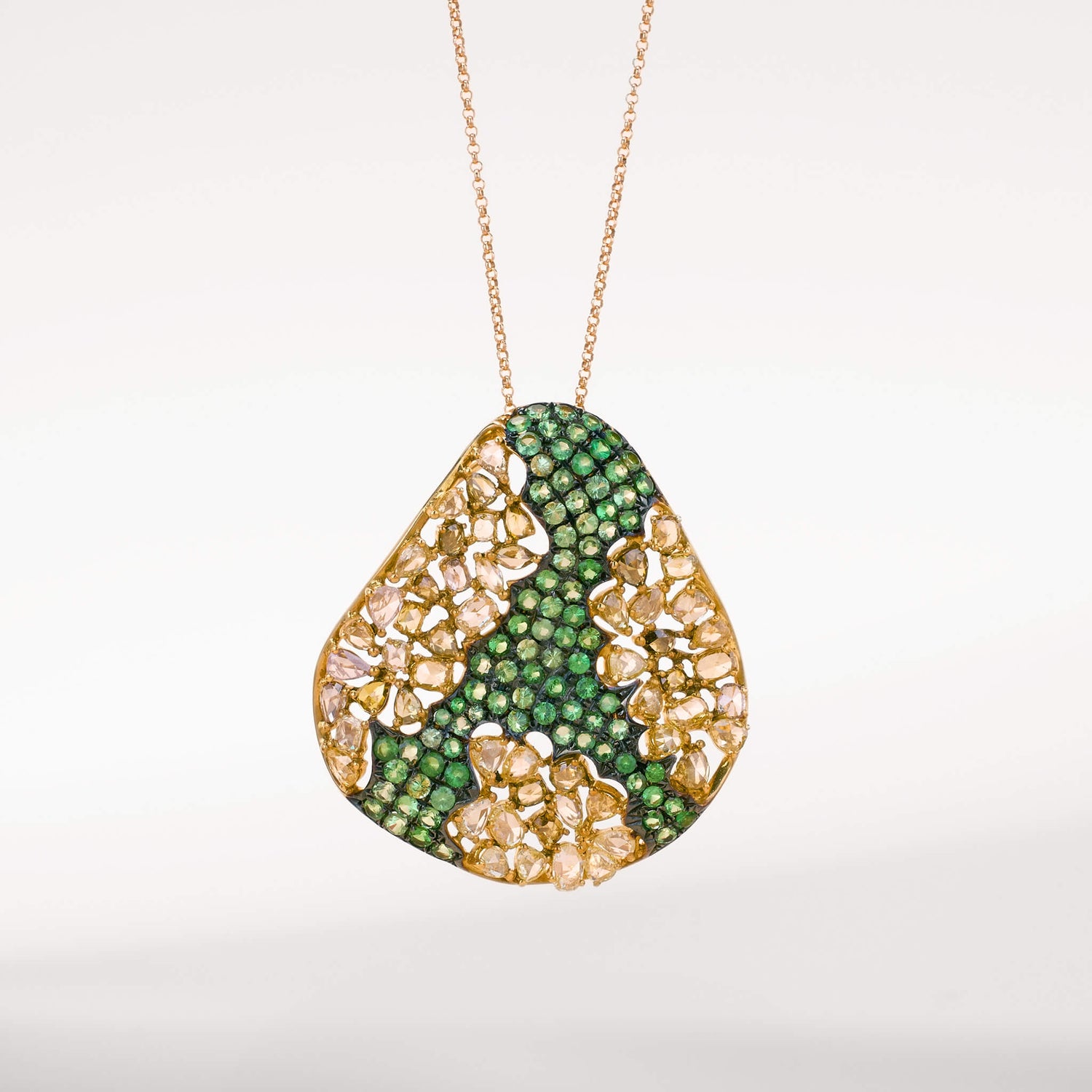 18K Gold Green Sapphire & Diamond Pendant - Jewelry And Store