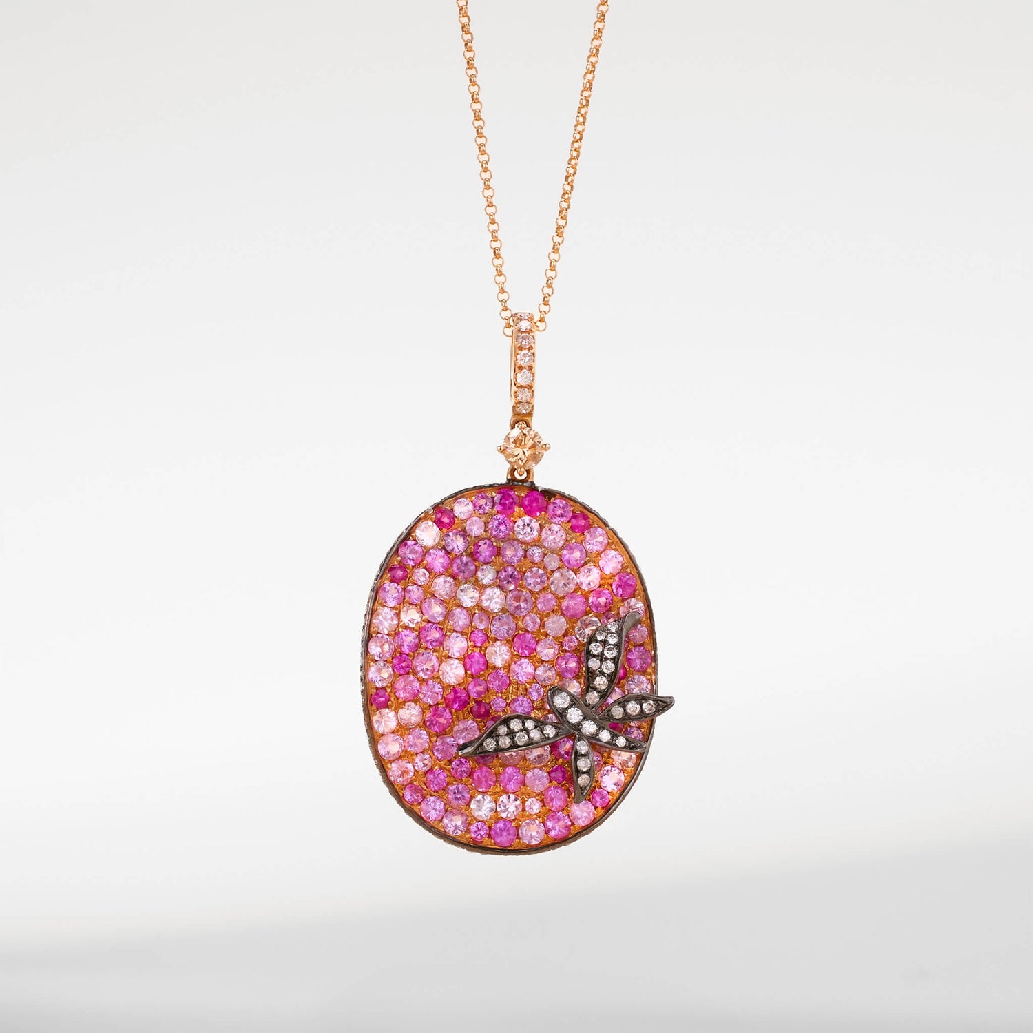 18K Gold Pink Sapphire & Diamond Pendant - Jewelry And Store