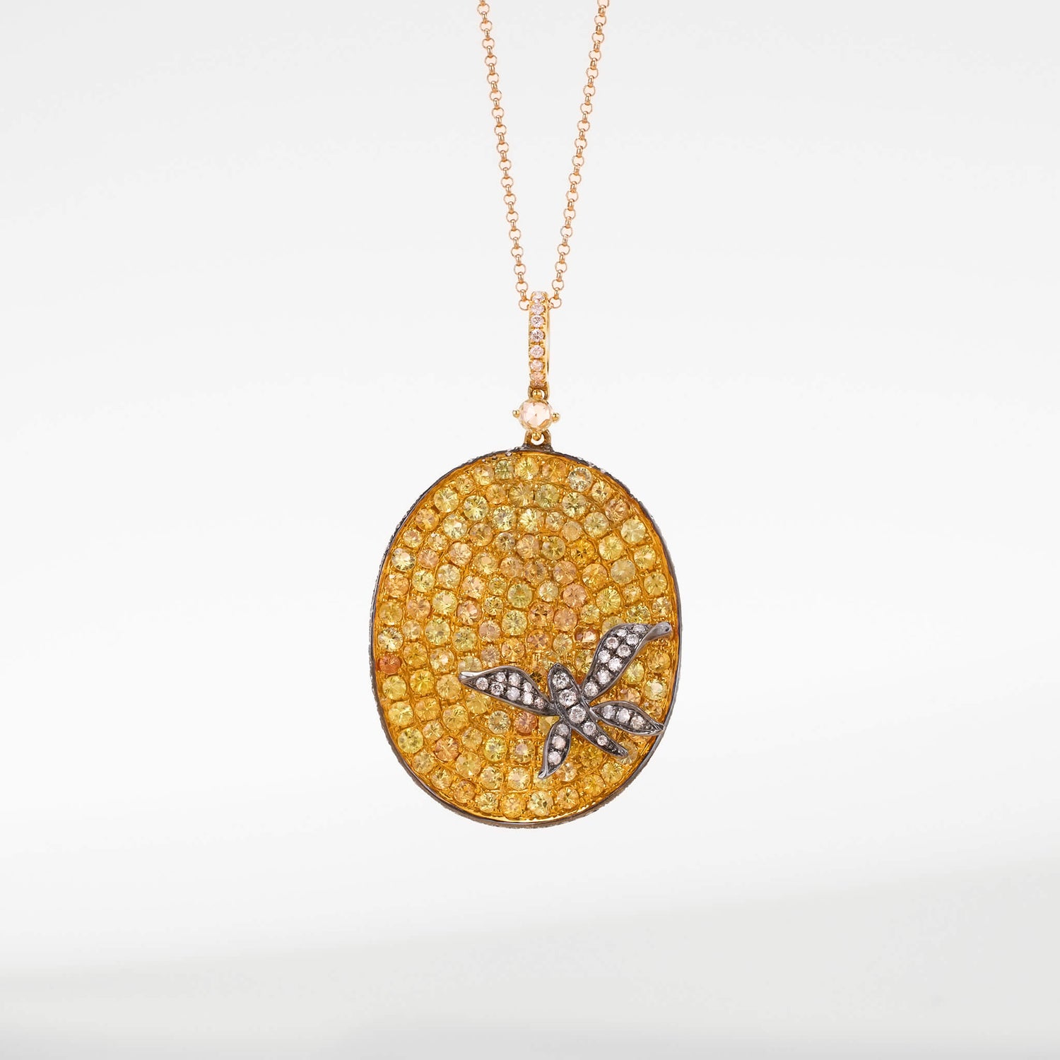 18K Gold Yellow Sapphire & Diamond Pendant - Jewelry And Store