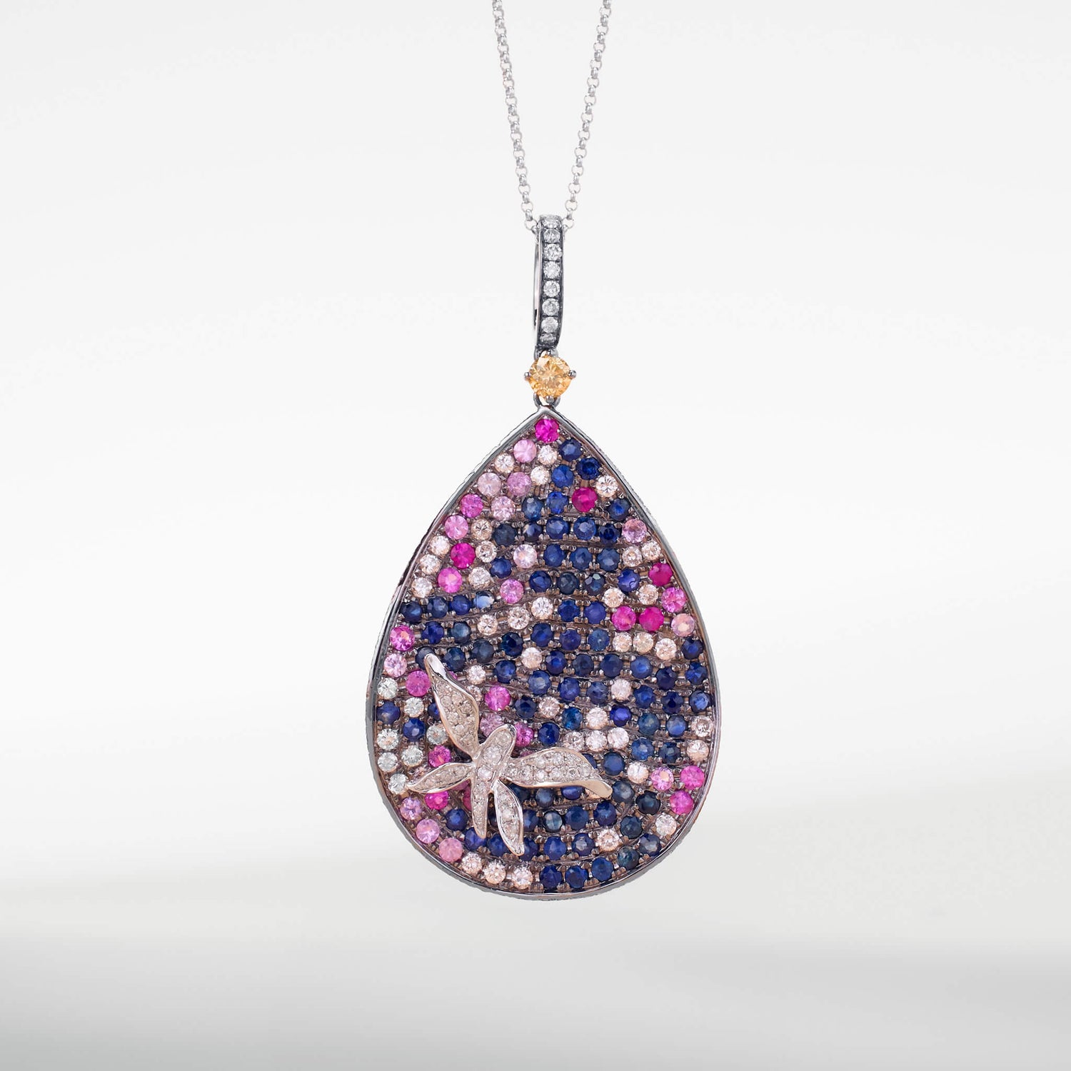 18K Gold Blue Sapphire & Diamond Pendant - Jewelry And Store