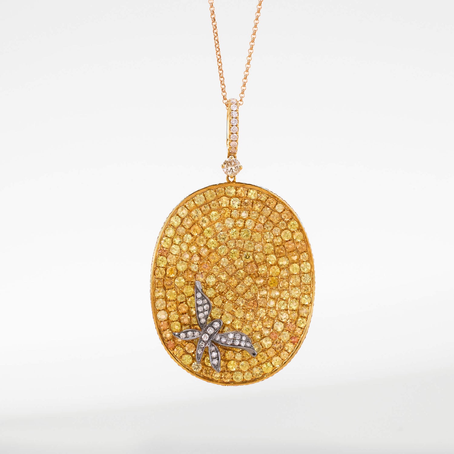 18K Gold Yellow Sapphire & Diamond Pendant - Jewelry And Store