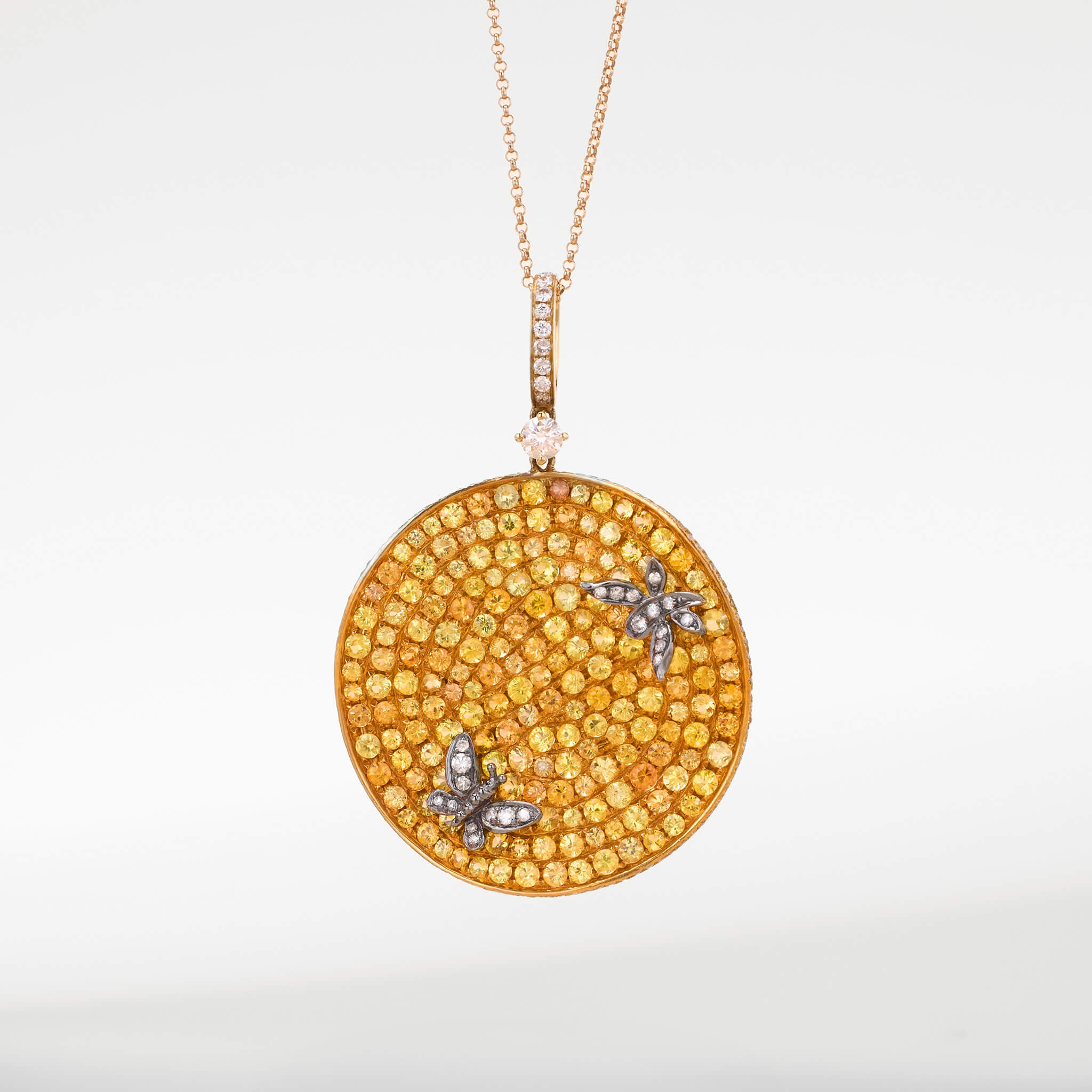 18K Gold Yellow Sapphire & Diamond Pendant - Jewelry And Store
