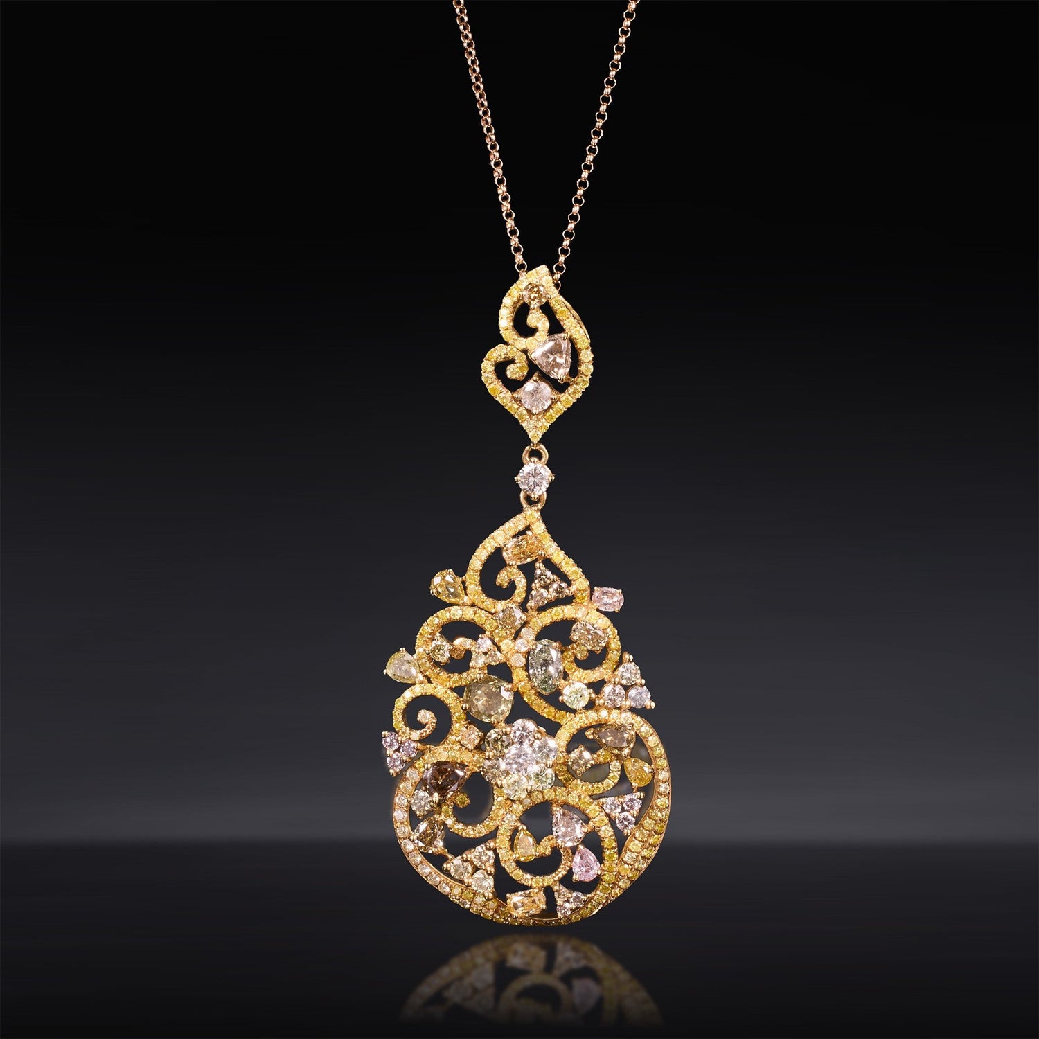 18K Yellow Gold Vintage - inspired Diamond Pendant - Jewelry And Store