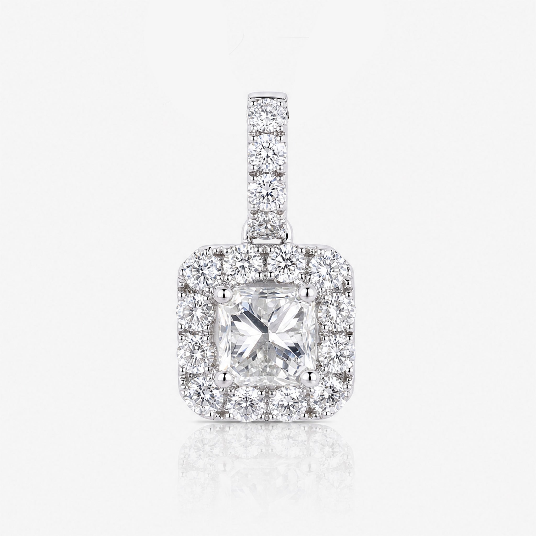 1.21ct Natural Diamond Princess Illusion Pendant in 18K Gold - JewelryandStore