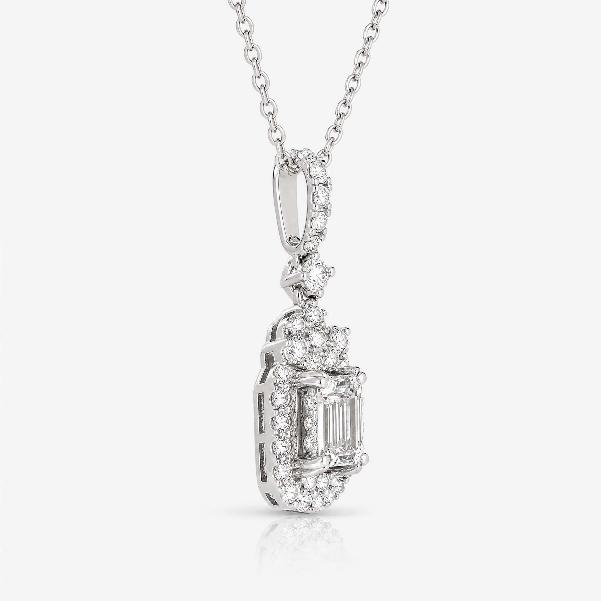 0.97ct Natural Diamond Baguette Illusion Pendant in 18K Gold - JewelryandStore