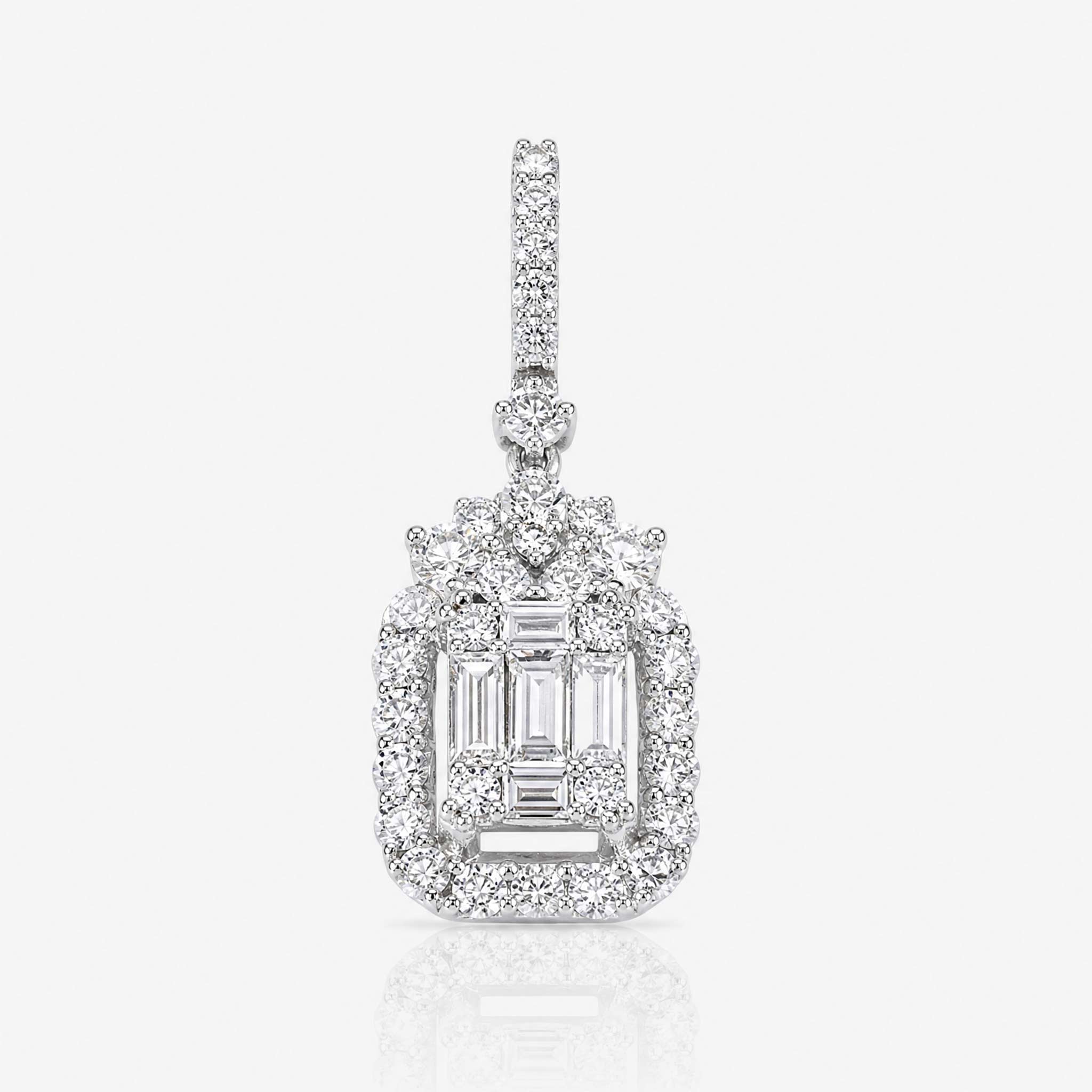 0.97ct Natural Diamond Baguette Illusion Pendant in 18K White Gold - JewelryAndStore