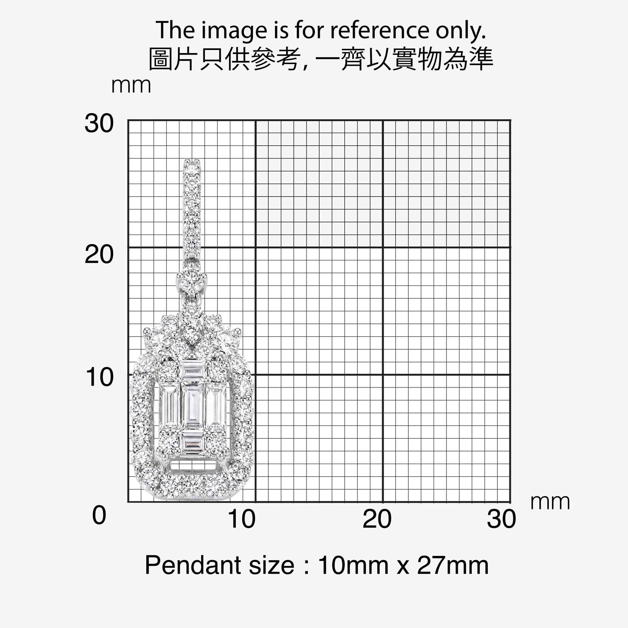 0.97ct Natural Diamond Baguette Illusion Pendant in 18K Gold - JewelryandStore