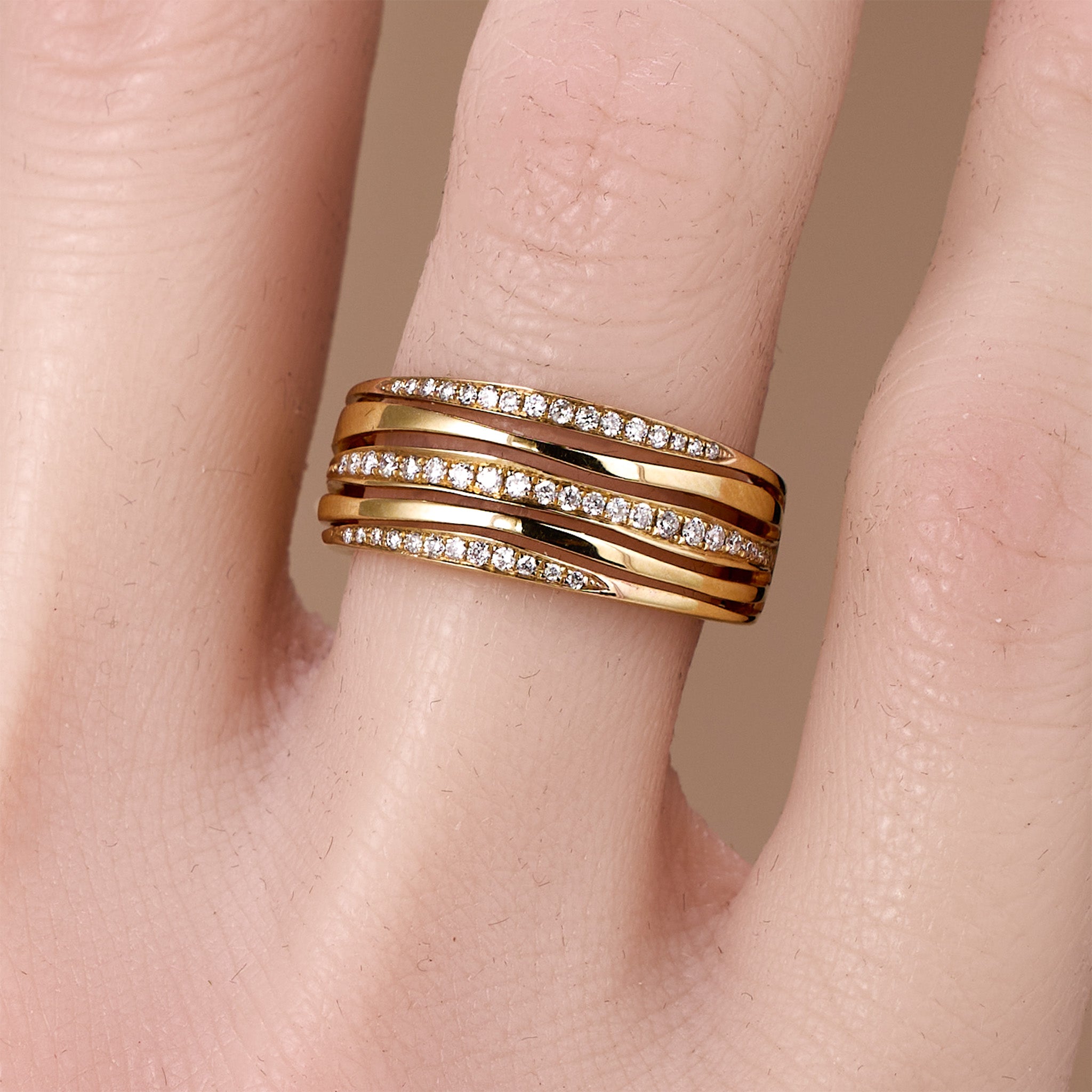 18K Gold Starry Diamond Statement Ring - JewelryAndStore