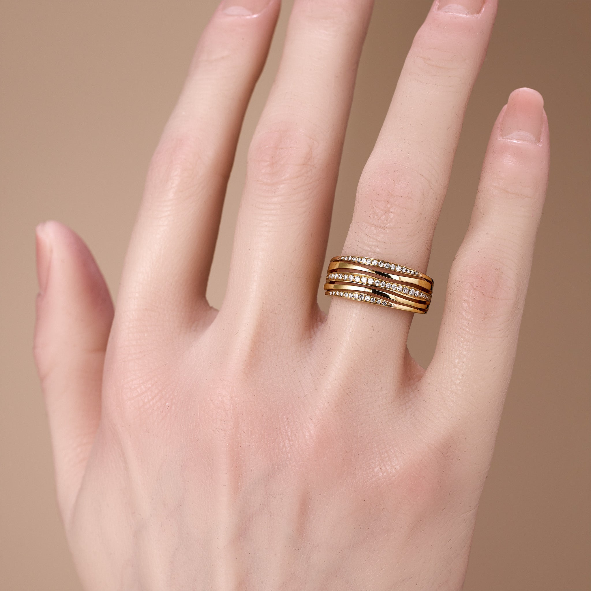 18K Gold Starry Diamond Statement Ring - JewelryAndStore