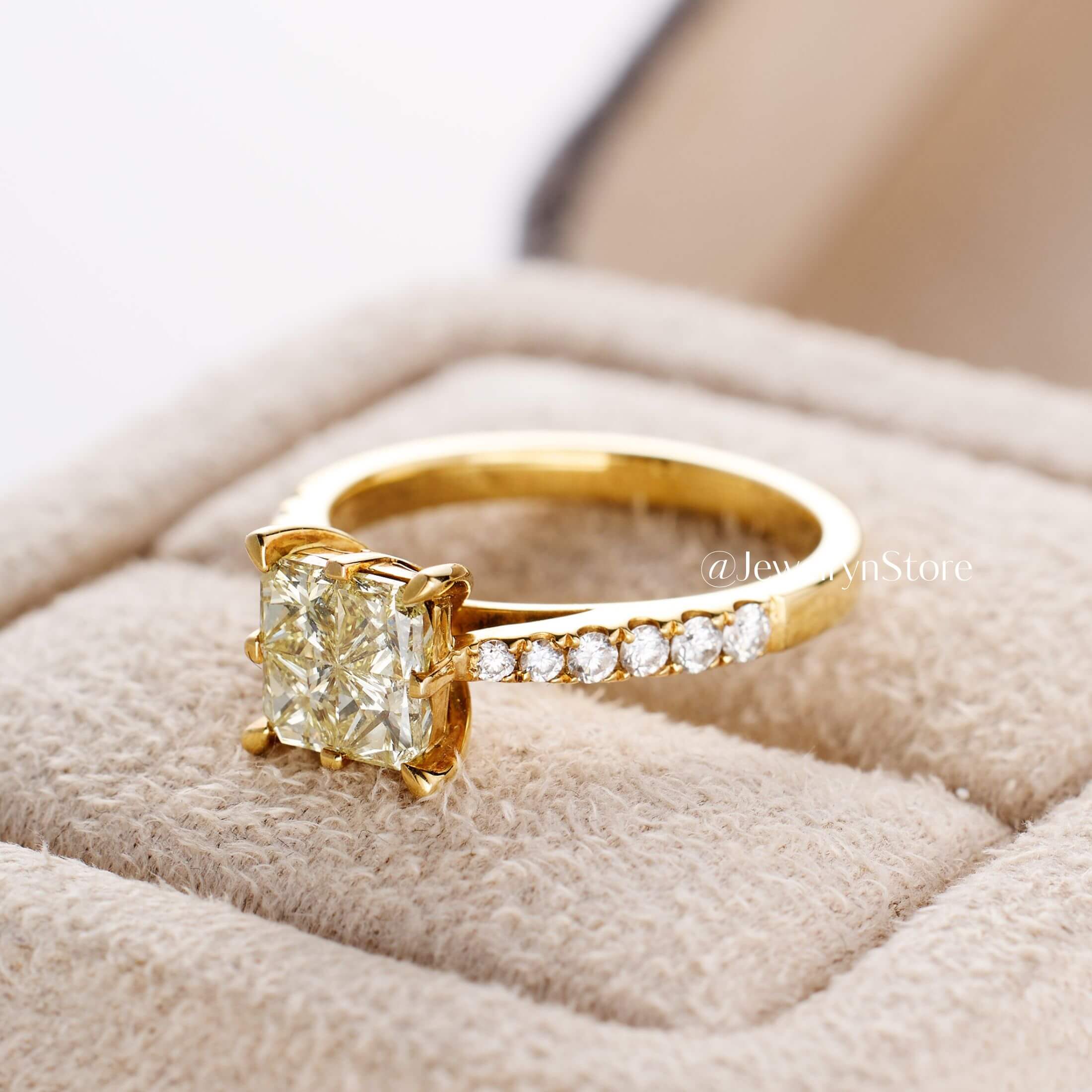 18K Yellow Gold Yellow Diamond Engagement Ring from JewelryAndStore